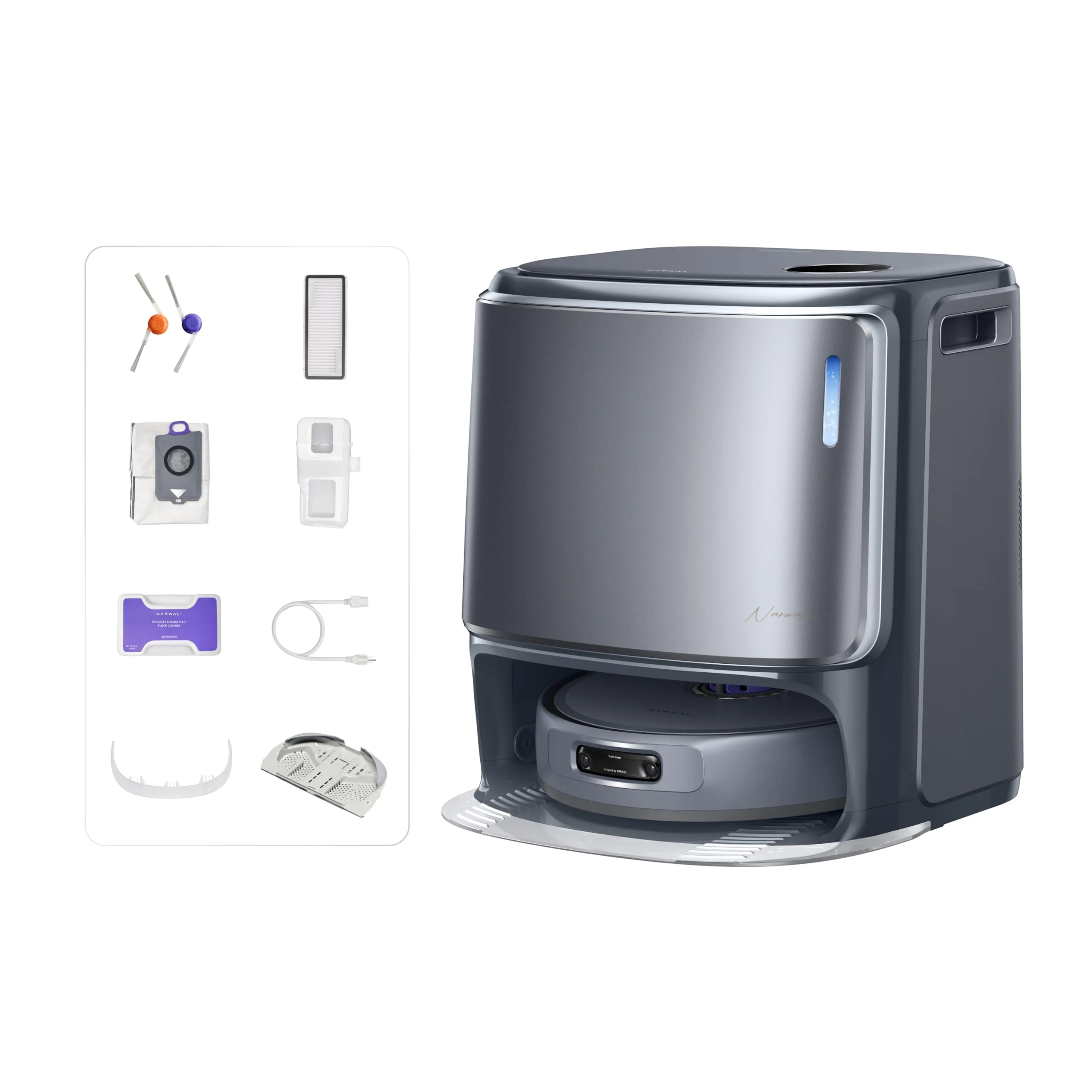 NARWAL Freo Z10 Ultra Saugroboter mit Wischfunktion, 18.000 Pa Saugleistung, Dynamische Moppausdehnung, Tangle-Free System, Intelligente Nass-Trocken-Reinigung, All-in-One-Basisstation Grau z20