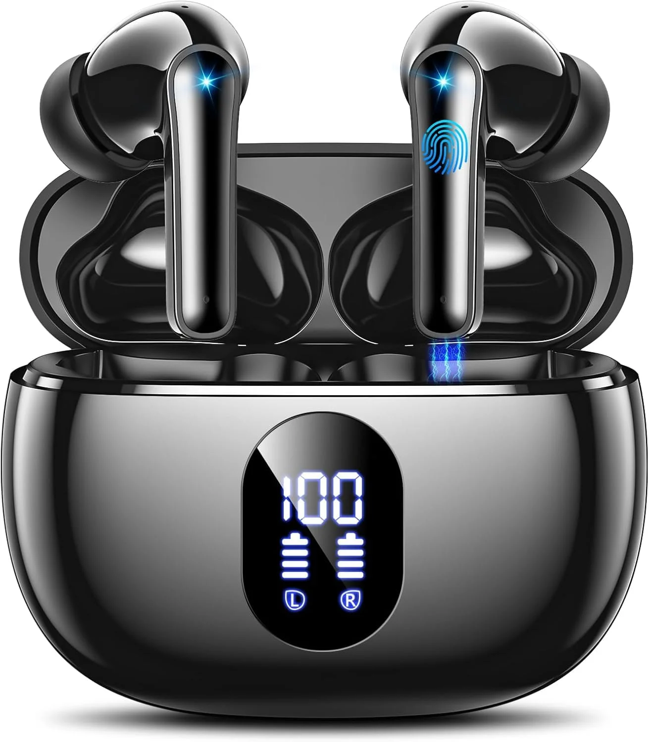 ZZU Bluetooth Kopfhörer Kabellos Bluetooth 5.4 In Ear Kopfhörer mit 4 ENC Noise Cancelling Mikrofon, LED Anzeige &amp; 48 Std Spielzeit, HiFi Tiefer Bass IPX7 wasserdichte Wireless Earbuds für Arbeit