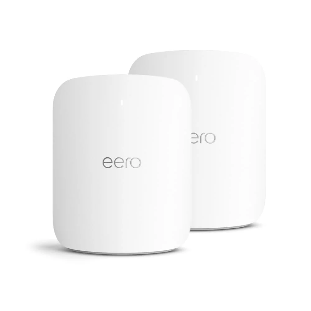 Amazon eero Max 7 Mesh-WLAN-Router | 10-Gbit/s-Ethernet | Bis zu 460 m² Abdeckung | Für Verbindungen mit über 500 Geräten | Ideal für Gaming | Doppelpack | Neueste Generation