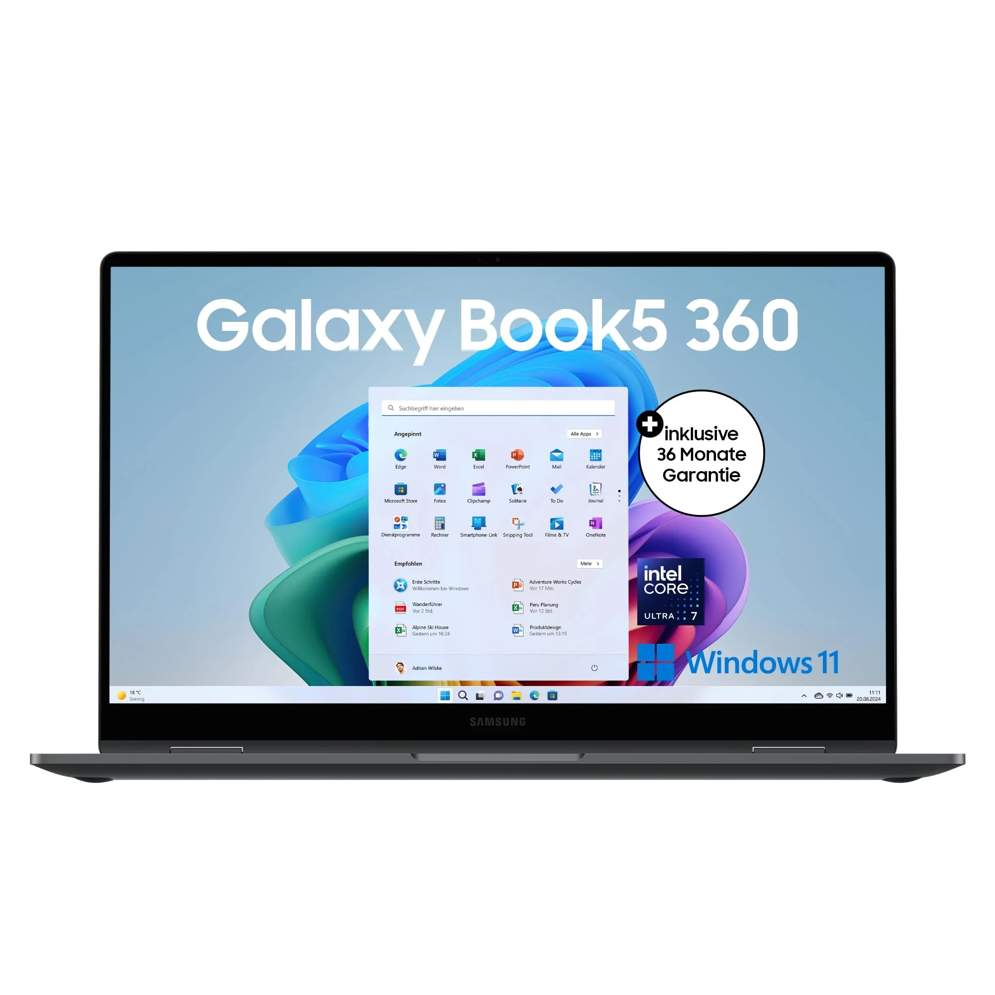 Samsung Galaxy Book5 360 15,6" 2-in-1-Laptop, Convertible AI-Notebook mit Intel Core Ultra 7 Prozessor, 16 GB RAM, 1 TB Speicher, Moonstone Gray, 3 Jahre Herstellergarantie [Exklusiv bei Amazon]