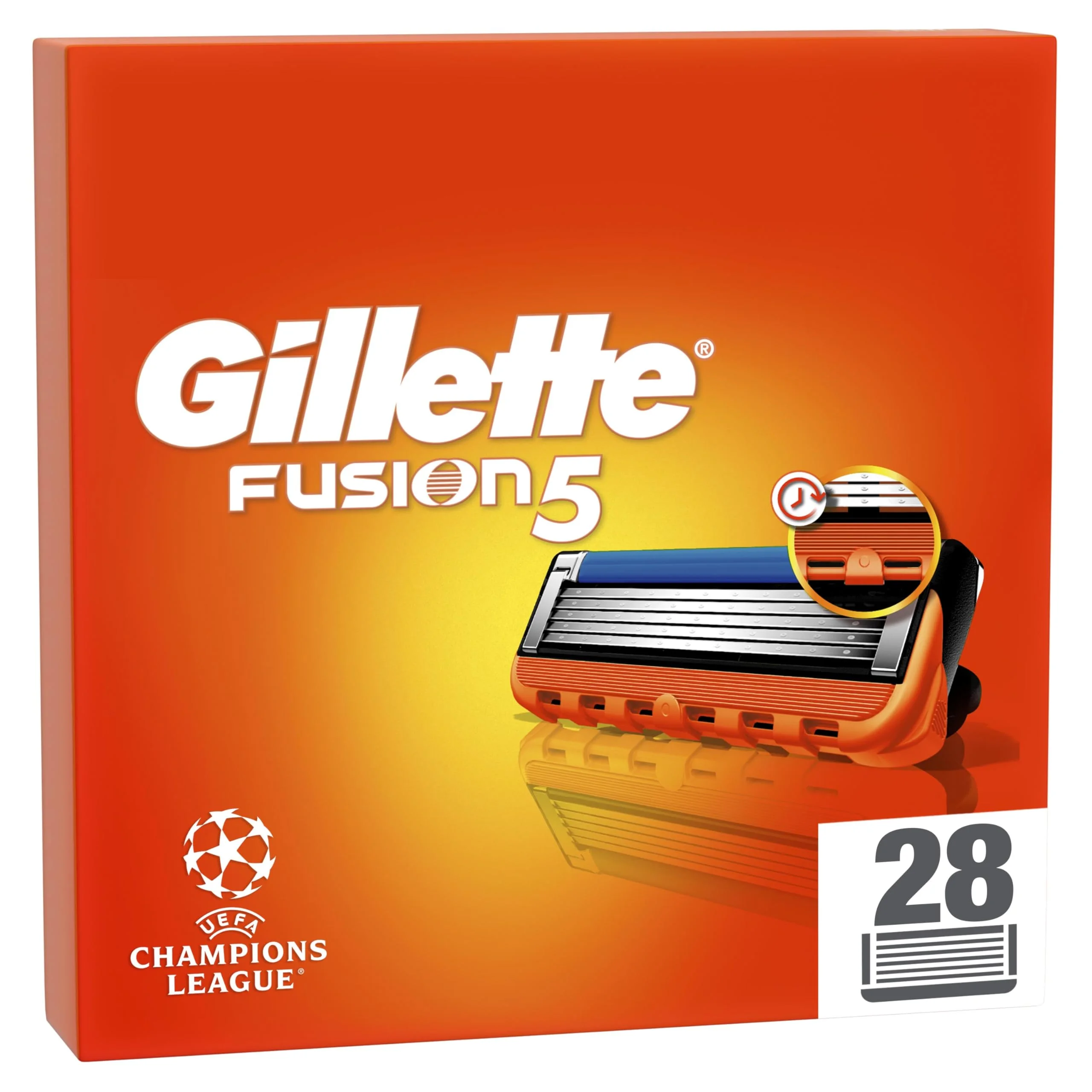 Gillette Fusion5 Rasierklingen für Männer, 28 ORIGINAL Ersatzklingen, Klingen für Herren mit größerem Gleitstreifen für Sanftes Gleiten und 5 Klingen für eine Gründliche und Komfortable Rasur