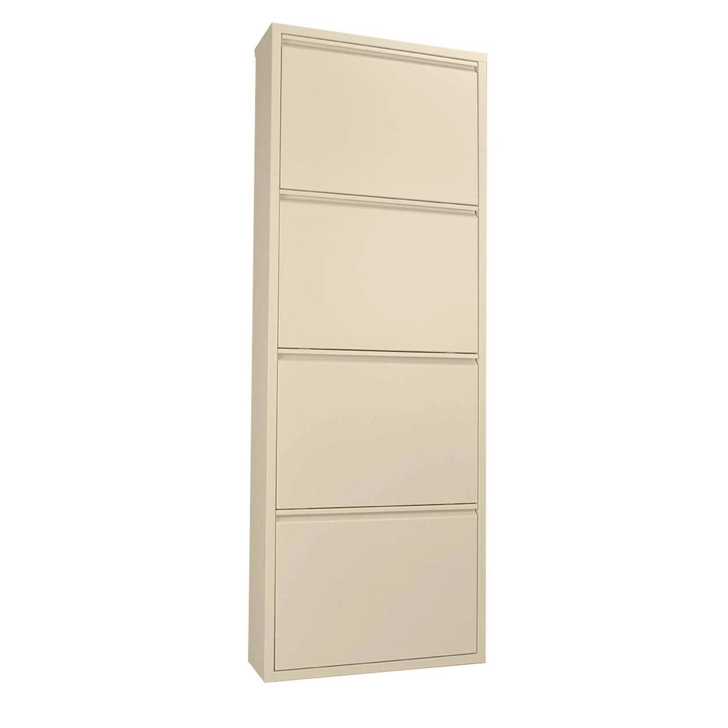 Betten-ABC Amelie – Moderner Schuhschrank, Platzsparend &amp; Robust, Pflegeleichtes Metall, Kratzfest, Montiert geliefert, Farbe: Creme, Größe: Vier Klappen