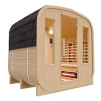 Cube Infrarot-Fasssauna RICHMOND – Hybrid-Technologie, Infrarot, inkl. Harvia 6KW Ofen