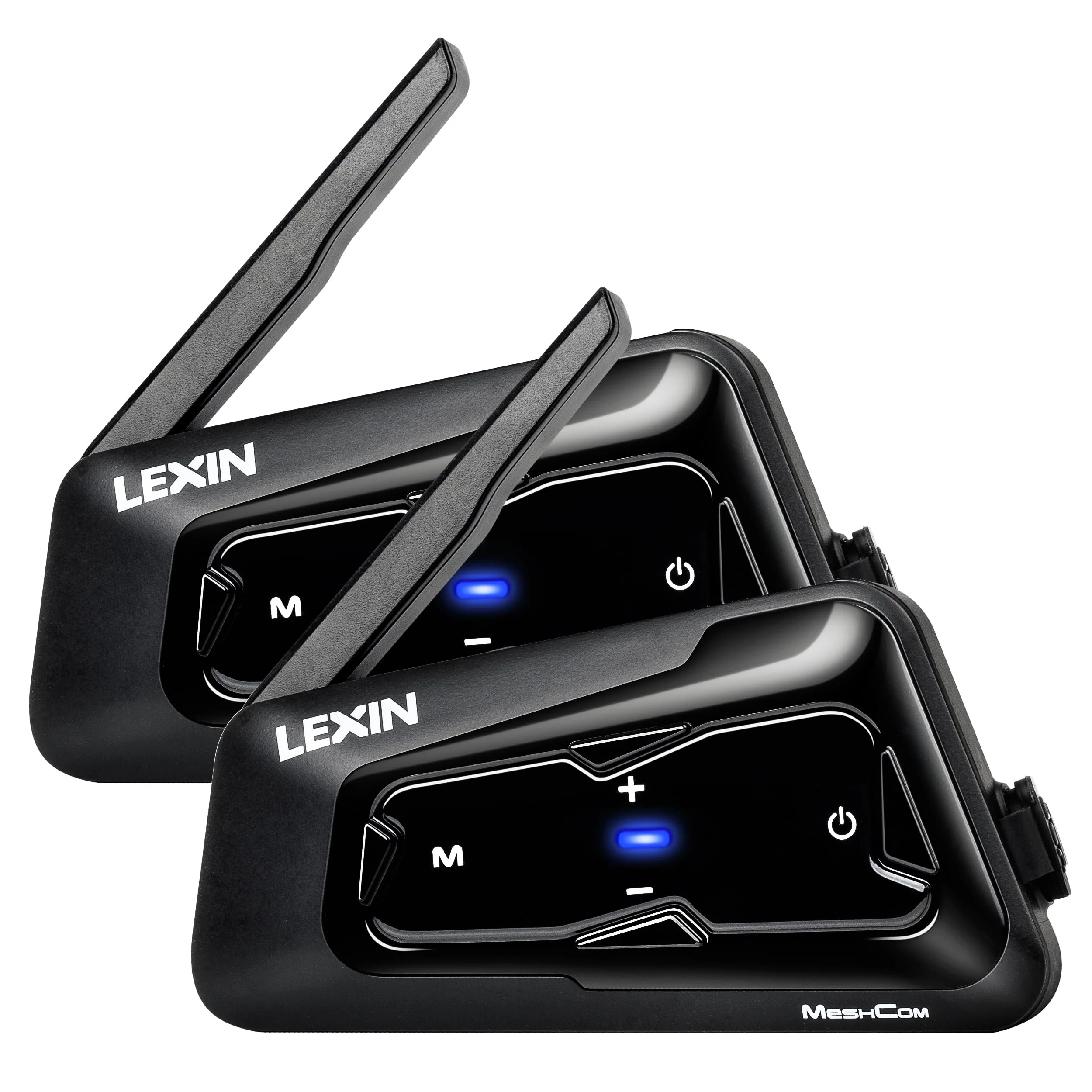 LEXIN MeshCom Bluetooth Headset für Motorrad, Helm Mesh Kommunikationssystem, CVC und DSP Geräuschunterdrückung, Audio-Multitasking Funktion, IP67 Wasserdicht, Doppelpack