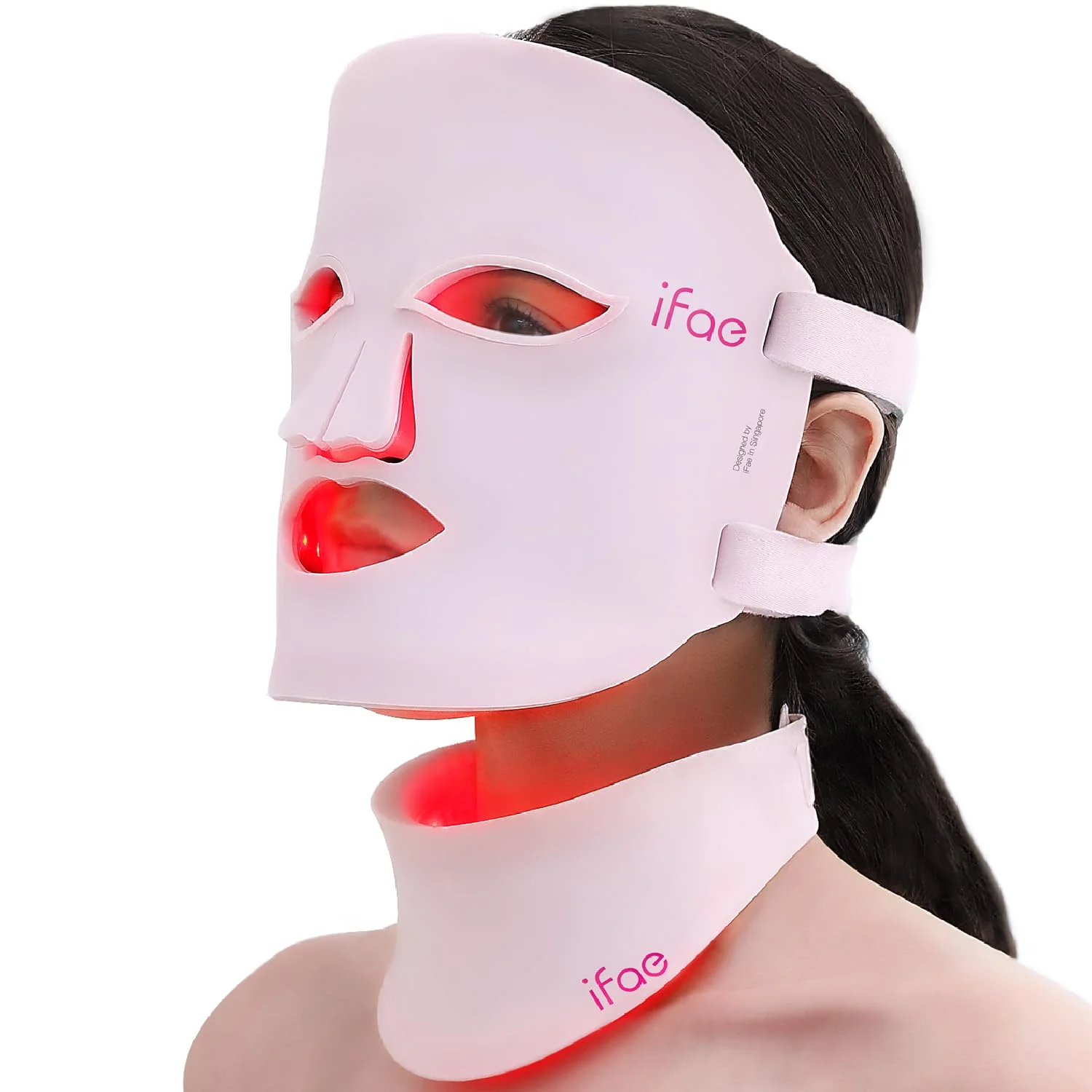 LED Gesichtsmaske mit Rotlichttherapie,7 Farben LED Lichtmaske gegen Falten &amp; Hautverjüngung,Lichttherapie Gesichts- &amp; Halsmaske,Anti-Aging-Produkt gegen Falten für alle Hauttypen (Rosa)