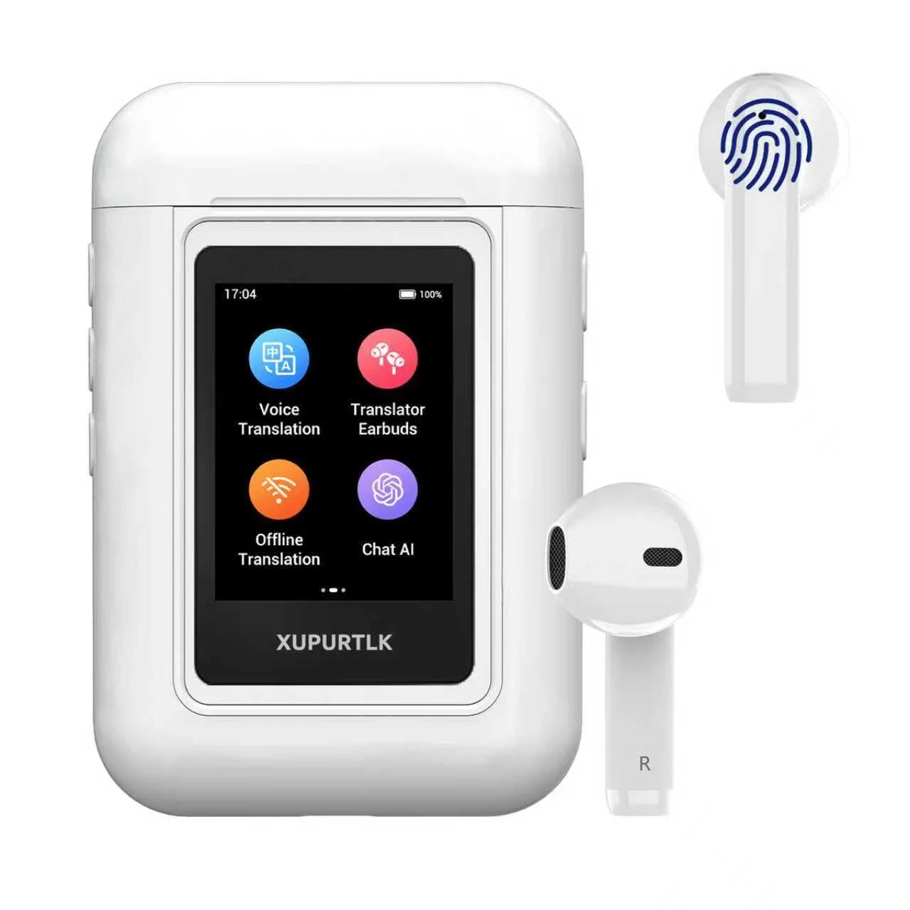 KI 2-in-1 Übersetzer kopfhörer, 16 Sprachen beliebig gegenseitig offline übersetzen ohne App/WLAN, Übersetzer mit 144 Online-Sprachen, A8 Übersetzer für Reisen/Business