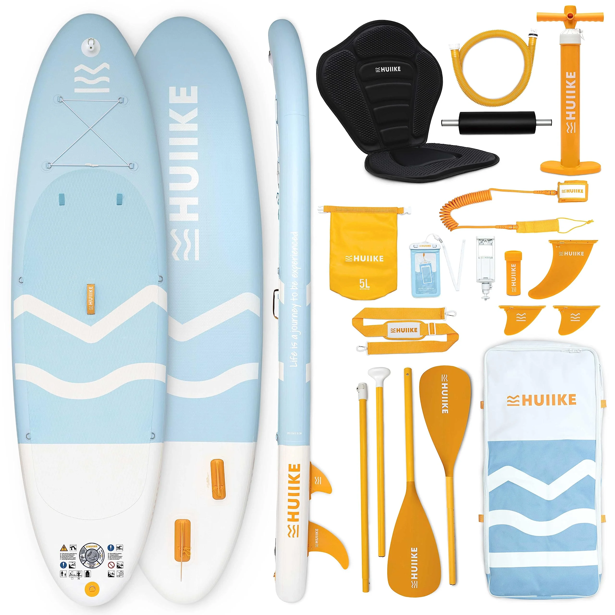 HUIIKE Stand Up Paddling Board mit Zubehör, Paddel, Finnen, Pumpe. Paddle Sup Board Aufblasbar Hohe Stabilität und Widerstandsfähigkeit. 305 × 84 × 15 cm, Belastbar bis 130 kg