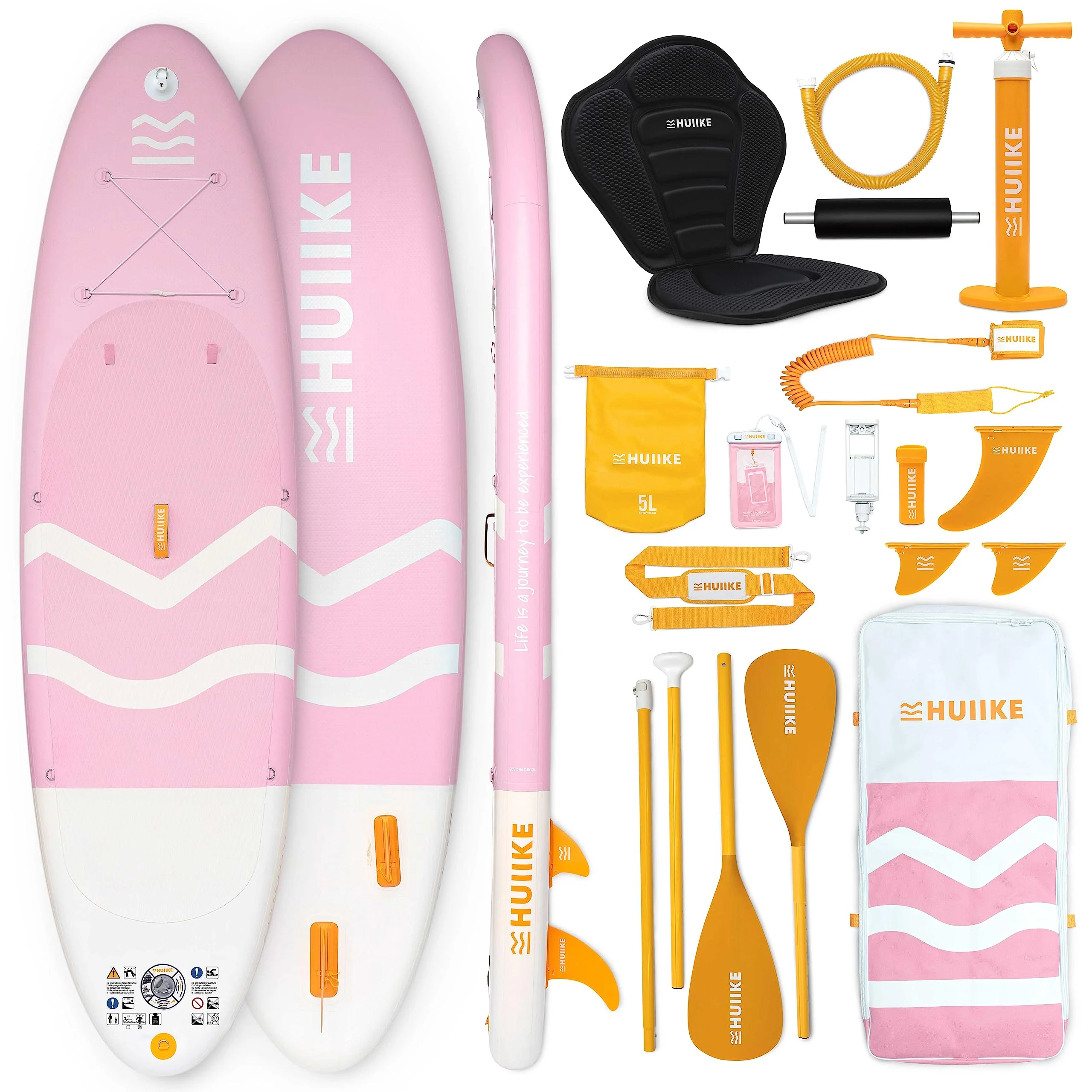 HUIIKE Stand Up Paddling Board mit Zubehör, Paddel, Finnen, Pumpe. Paddle Sup Board Aufblasbar Hohe Stabilität und Widerstandsfähigkeit. 305 × 84 × 15 cm, Belastbar bis 130 kg