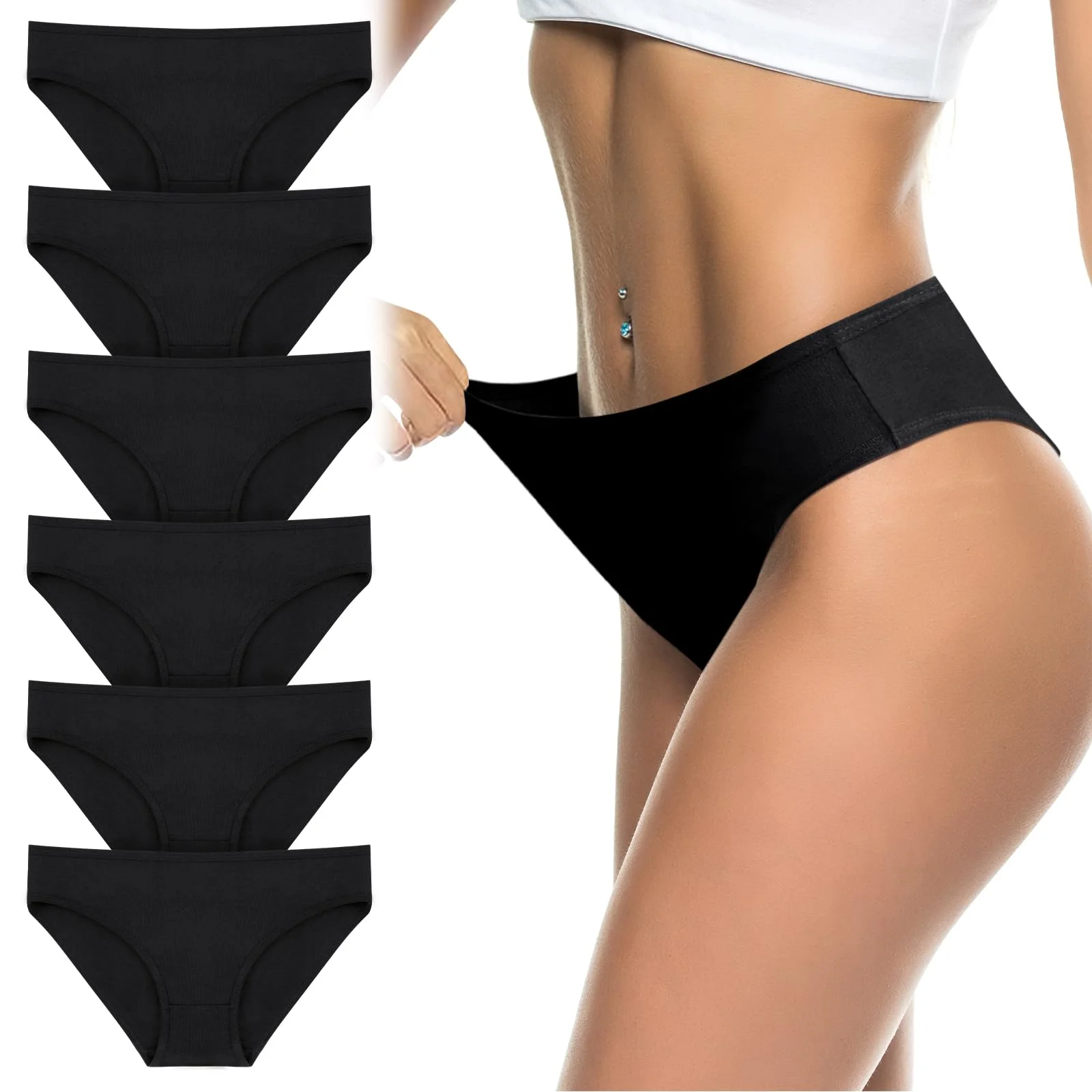 Flintronic Damen Unterhosen 6er Pack - Weich Atmungsaktiv Slips, Stretch Baumwolle Hohe Taille Pantys, Bequeme Frauen Unterwäsche Mehrpack