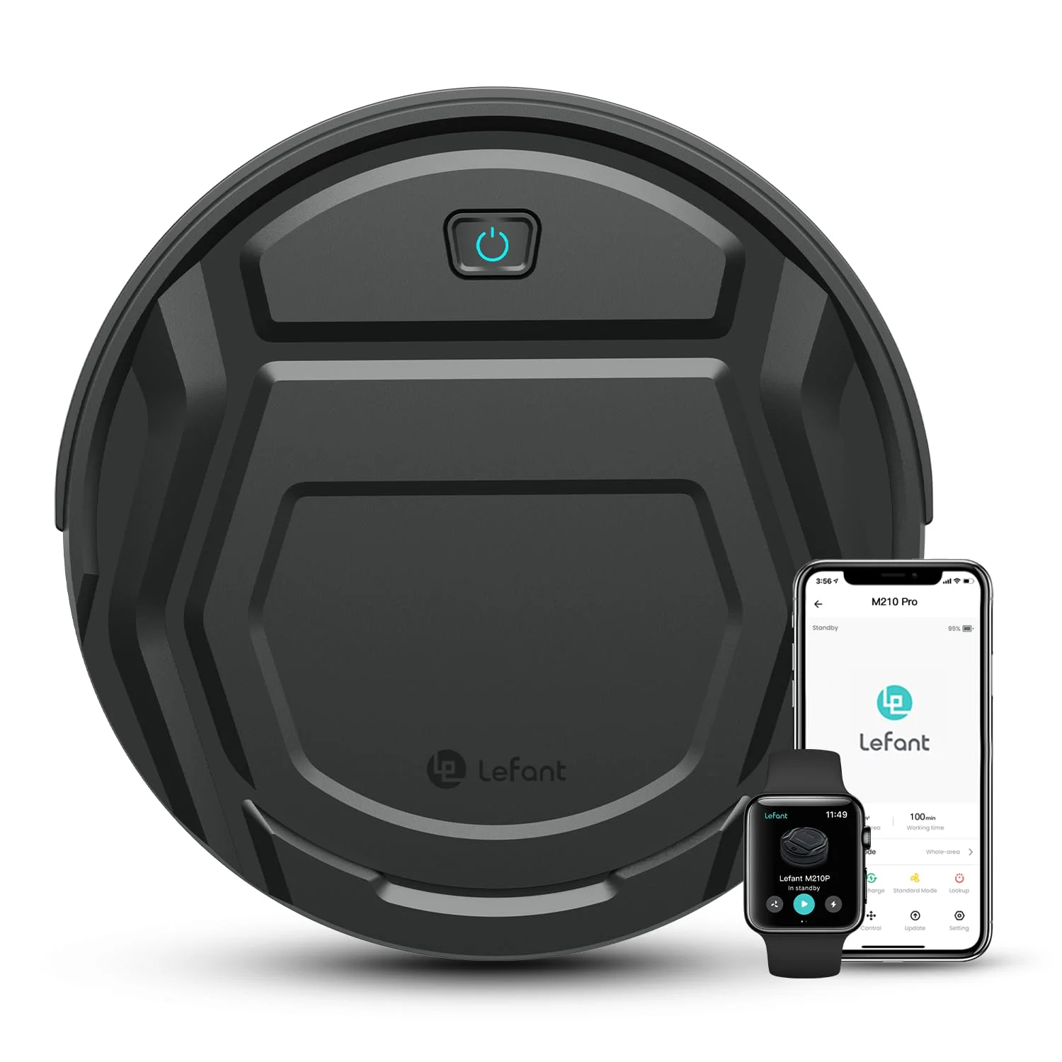 Lefant Staubsauger Roboter, Saugroboter, dünn, leise, WLAN, Bluetooth, Alexa-App, 6 Reinigungsmodi, Selbstladung, 120 Minuten Akkulaufzeit, ideal für Tierhaare, Böden, Teppiche, M210P