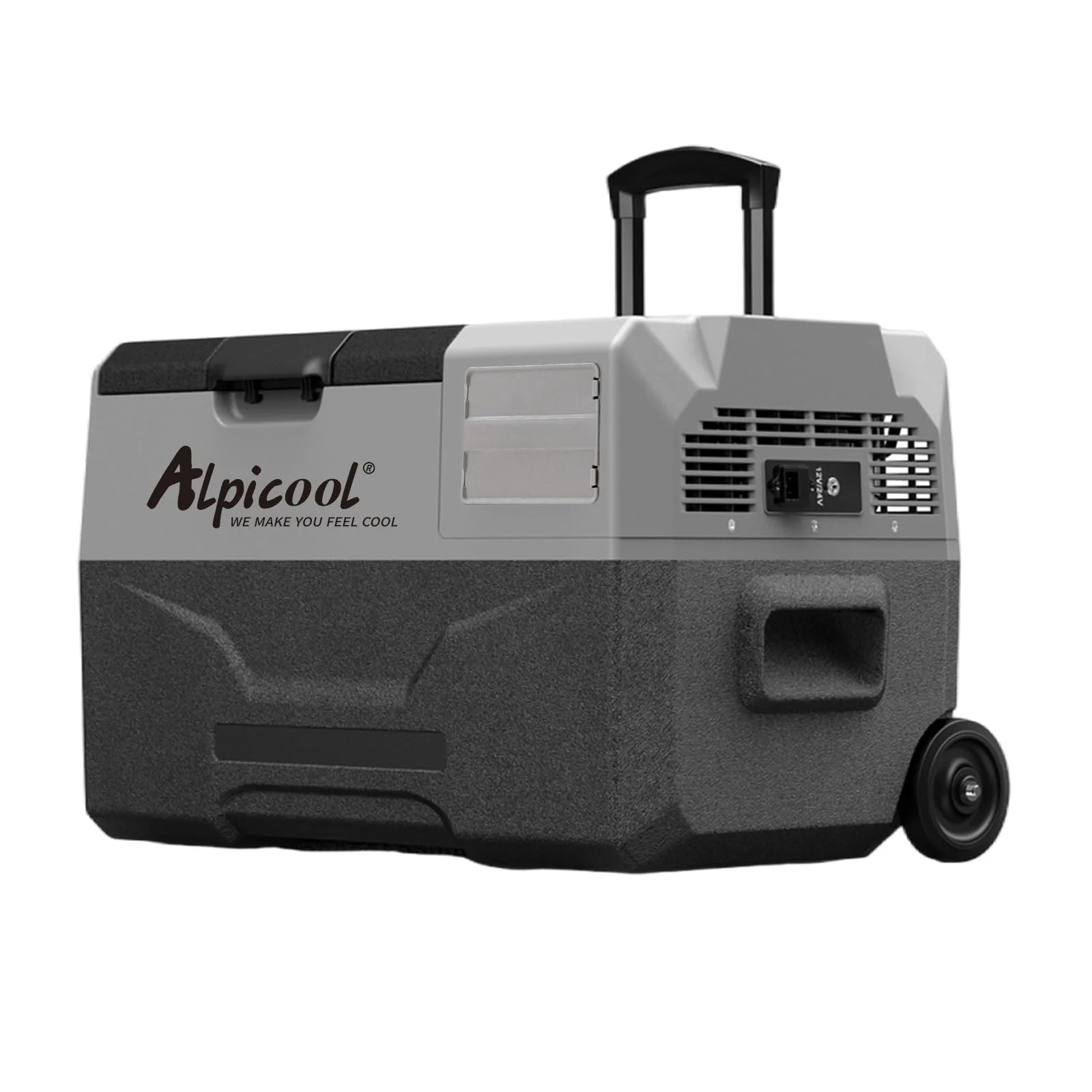 Alpicool ECX30 30L Kompressor Kühlbox, 12V Kühlbox elektrische tragbarer auto Kühlschrank für camping mit USB-Anschluss, Teleskopstange Rad, Wiederaufladbar(Batterie nicht enthalten)