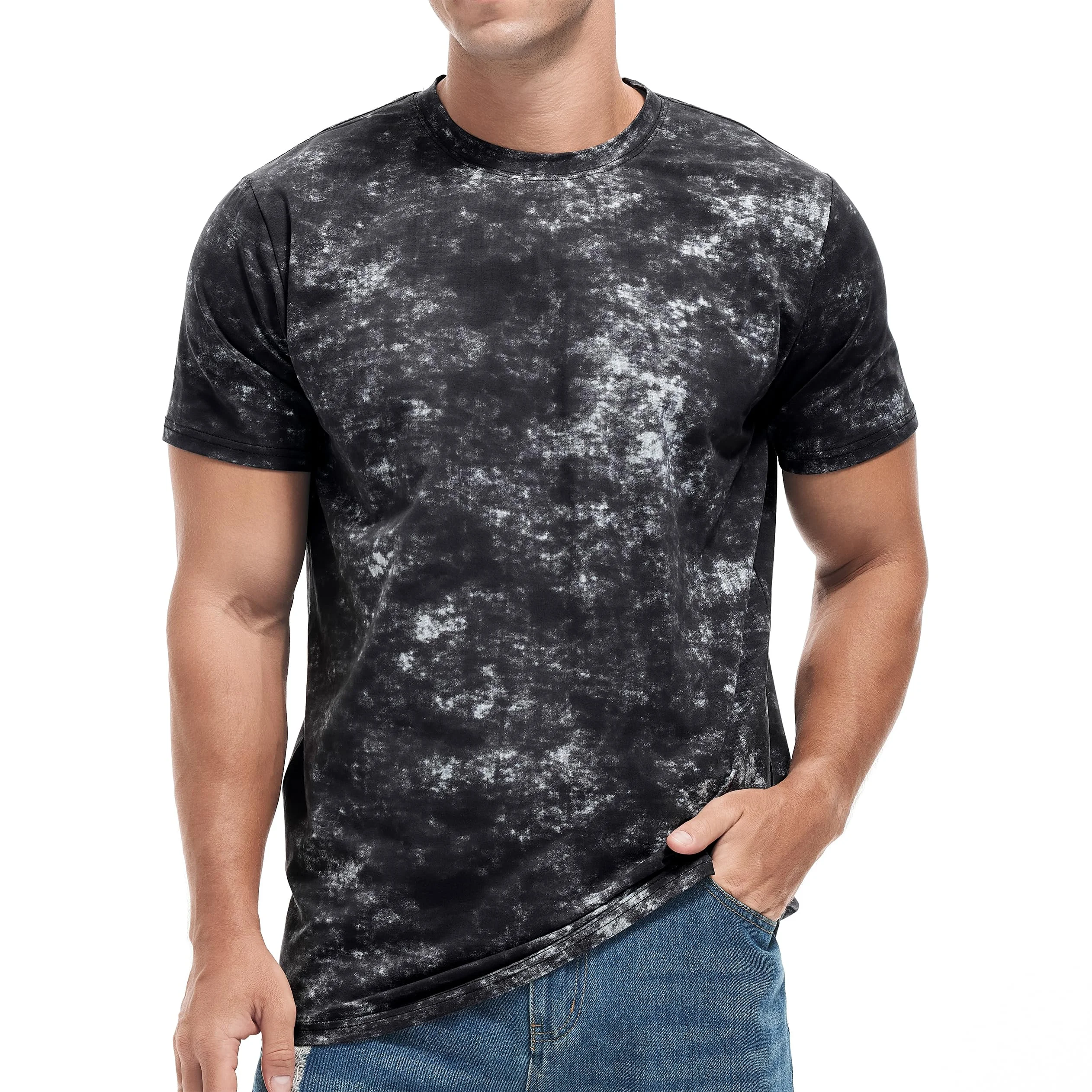 USALL Herren Sommer DruckT-Shirt 95% Baumwolle Casual Atmungsaktives Männer T-Shirt Kurzarm