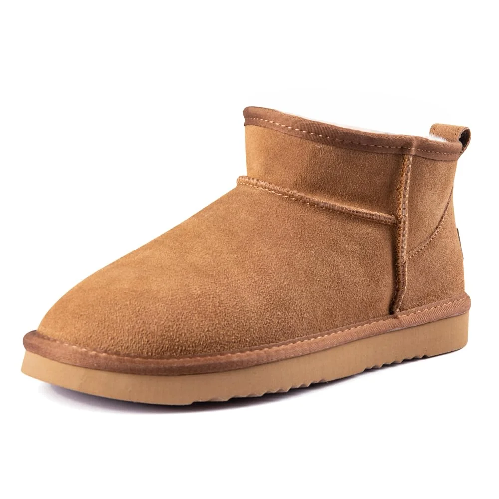 Veilante Damen Schneestiefel wasserdichte Leder Winterstiefel rutschfeste warme gefütterte Winterboots