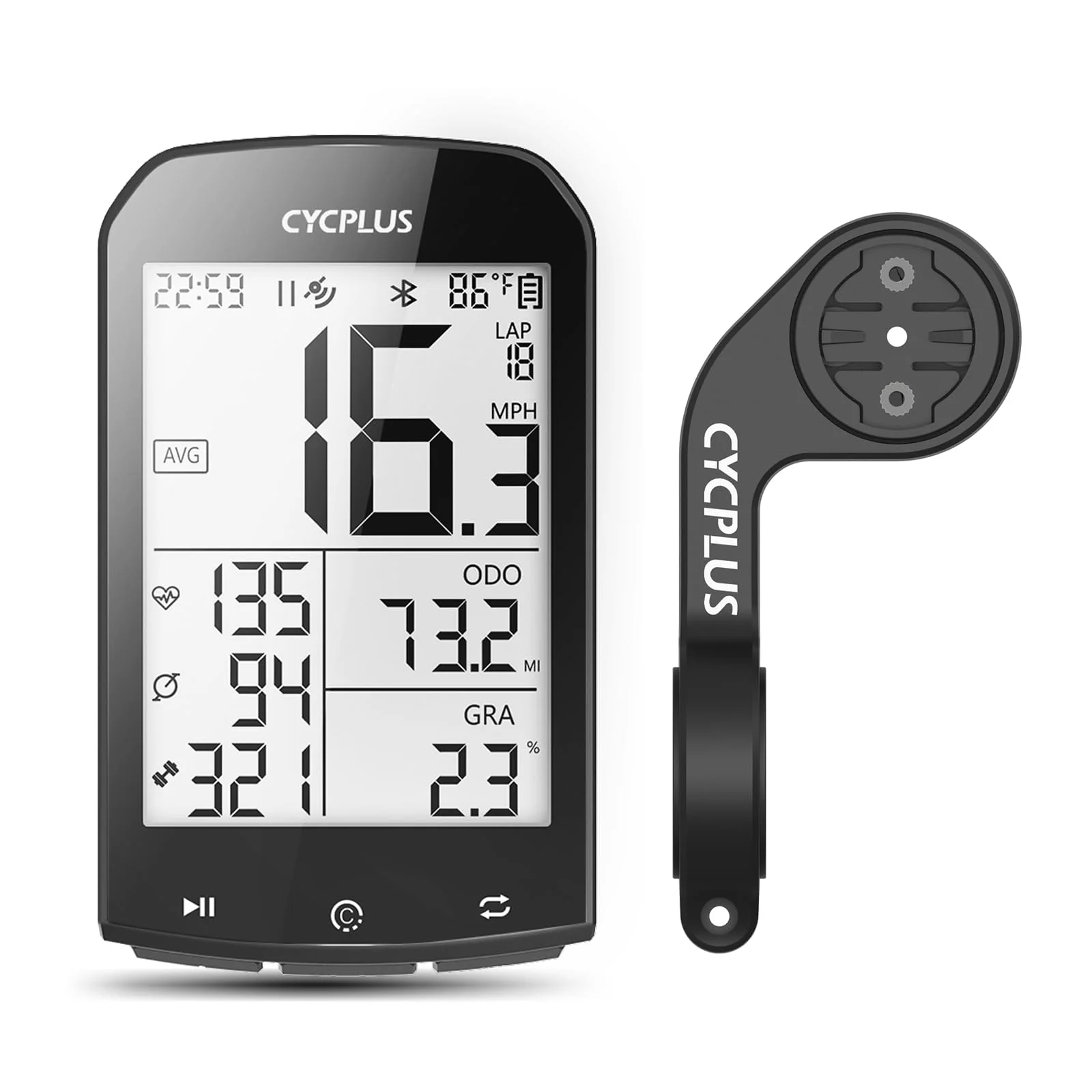 CYCPLUS GPS Fahrradcomputer Kabellos, wasserdichte Fahrrad Tachometer und Kilometerzähler, ANT+ Bluetooth Drahtloser Fahrrad Tacho, 2,9 Zoll LCD mit Hintergrundbeleuchtung (Neu Aufgerüstet)