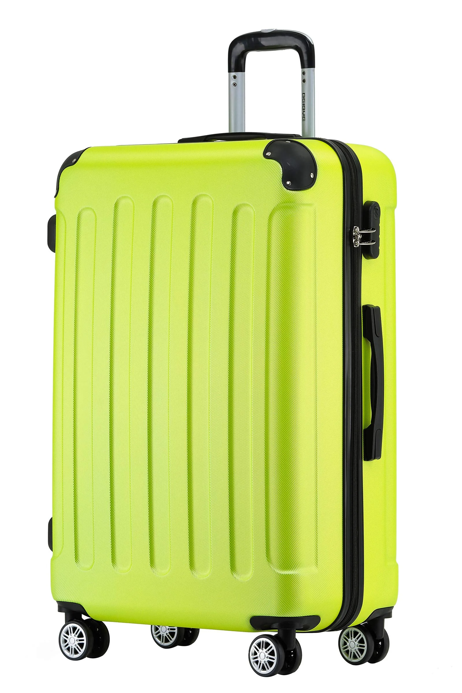 BEIBYE Hartschalenkoffer L 66 cm – mittelgroßer Reisekoffer, leicht, robust, ABS, 360° Doppelrollen, Zahlenschloss, Grün