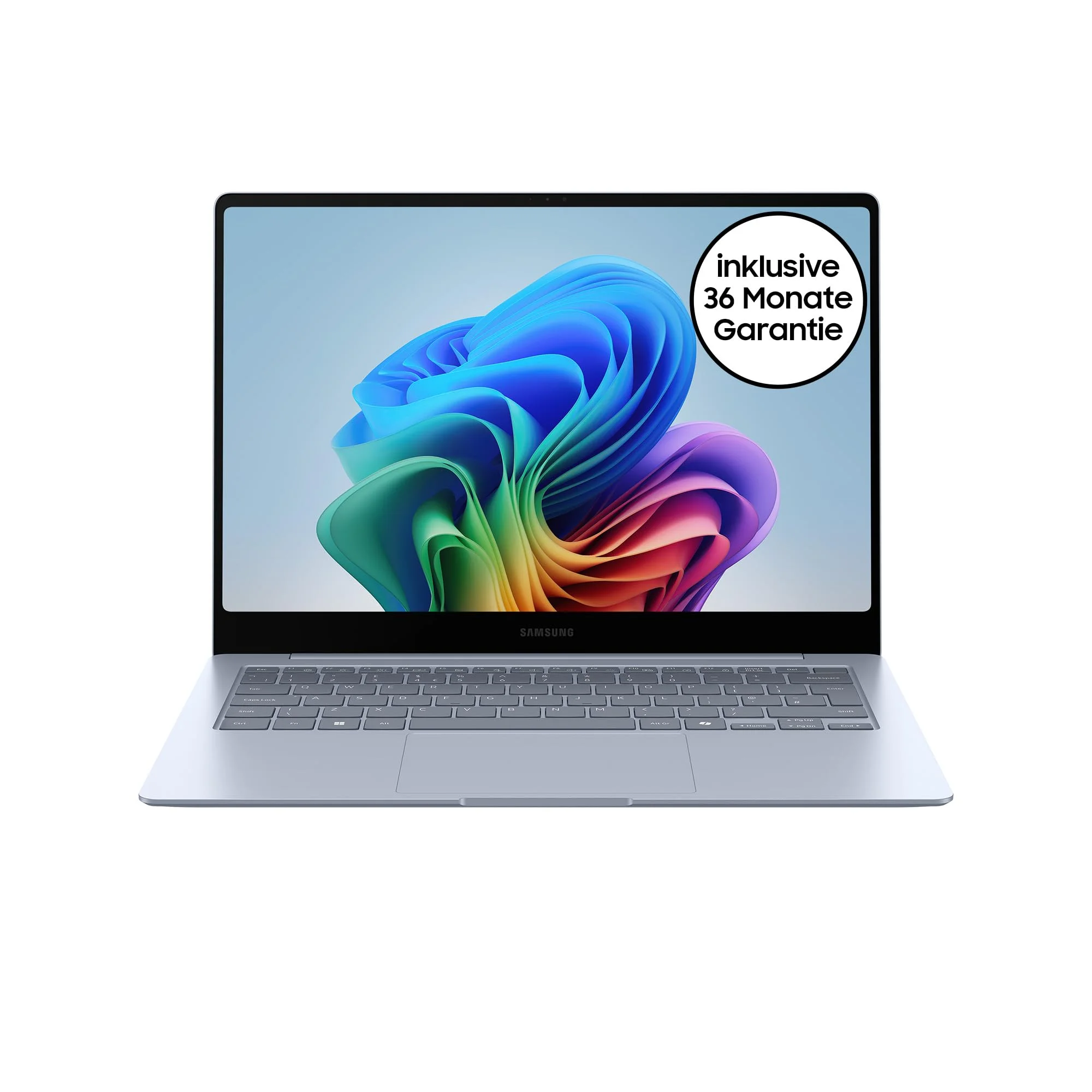 Samsung Galaxy Book4 Edge Galaxy AI-Laptop, 14-Zoll-Display, 16GB RAM, Snapdragon X Elite Prozessor, Notebook 512GB Speicher, Copilot+ PC, Sapphire Blue, 3 Jahre Herstellergarantie
