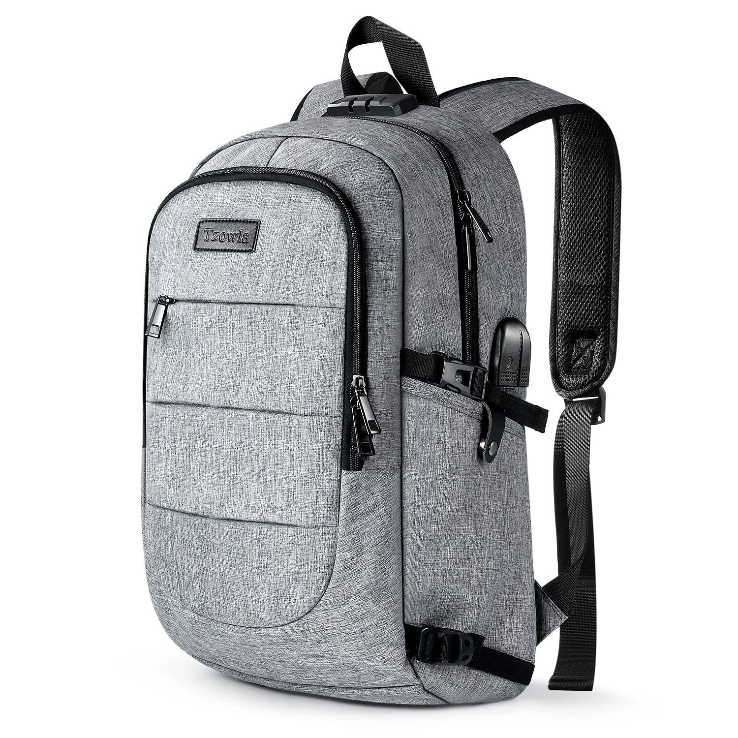 Tzowla Anti Diebstahl Laptop Rucksack für Herren,Rucksack Wasserdicht mit USB-Ladeanschluss und Schloss fur 15.6-17,3 Zoll Notebook/Computer