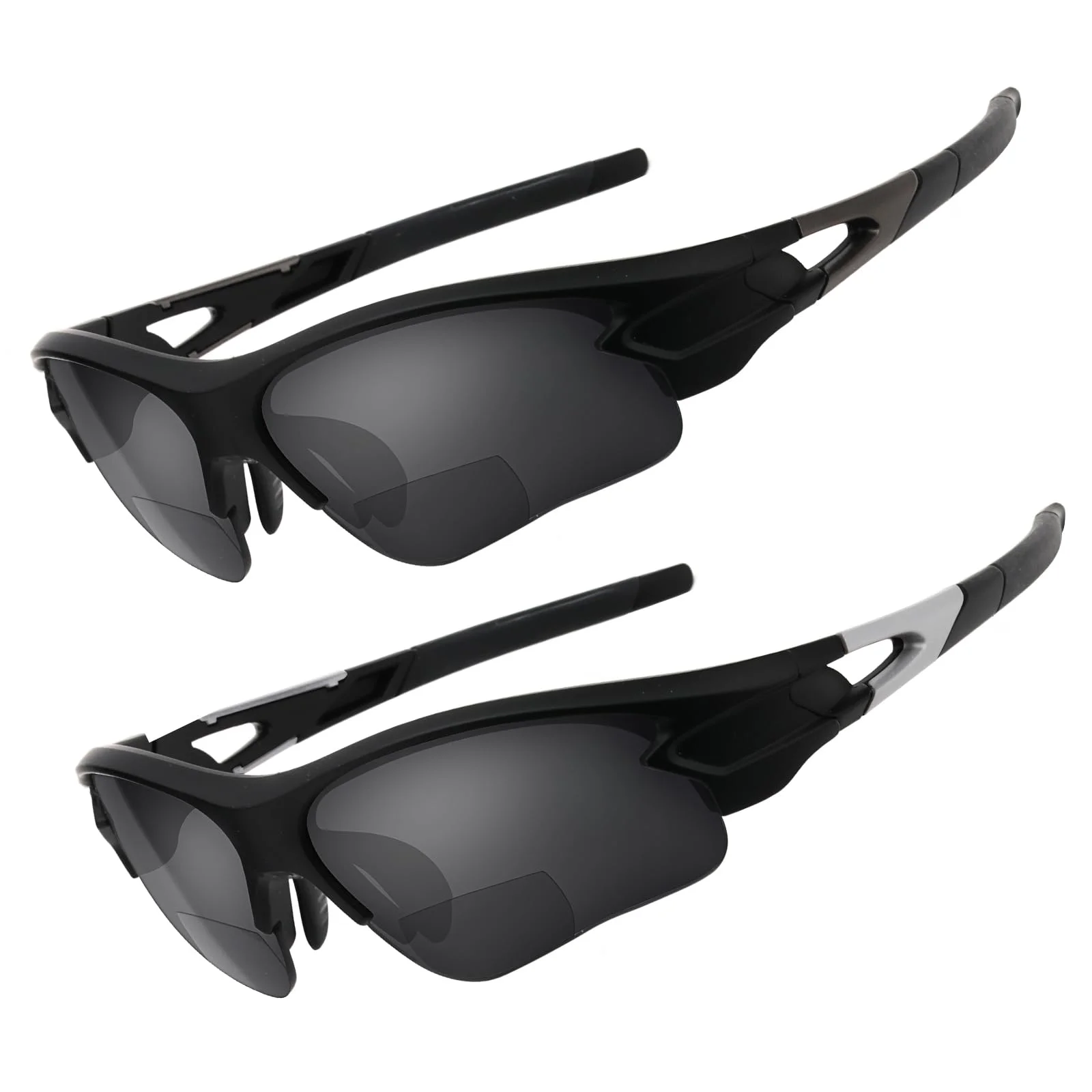 Missfive 2 Pack Leichtes Bifokale Sonnenbrille Herren, Sonnenbrille Mit Leseteil, Sportlich Lesesonnenbrille, Rundherum-Design, Uv-Schutz, Sport/Außenbereich/Fahren