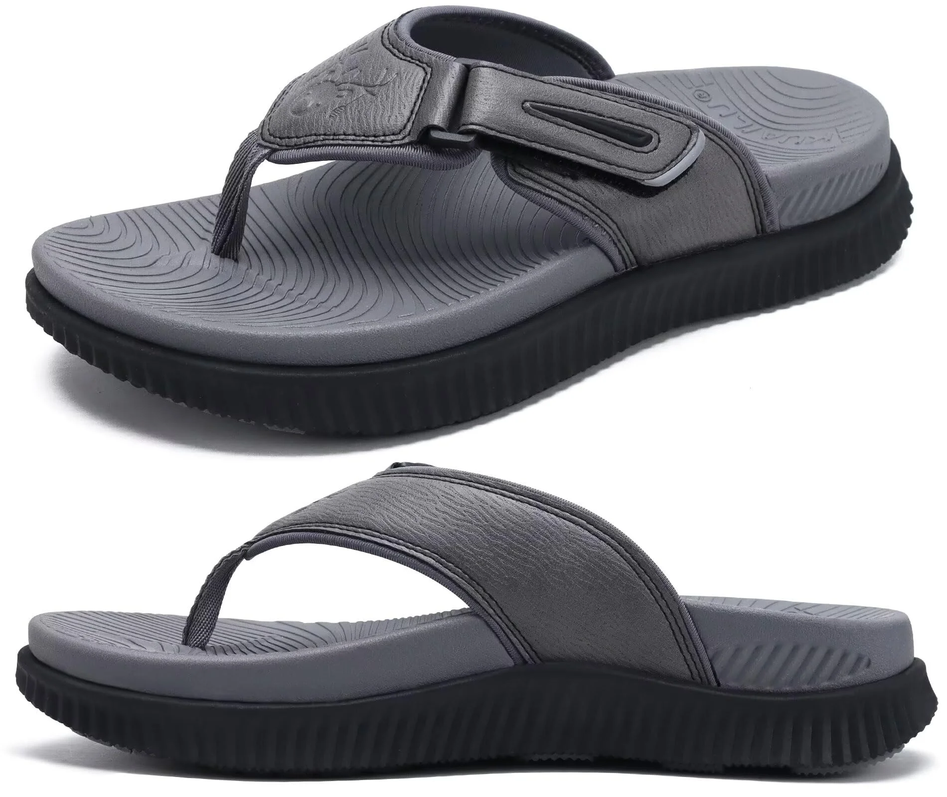 KuaiLu Herren Flip Flops Männer Recovery Walking Sandalen Einstellbar Orthotic Dickes Athletisch Kissen Sport Slides für Mann, Wasserdicht & Leichte, Weich Komfort Fit & Arch Support