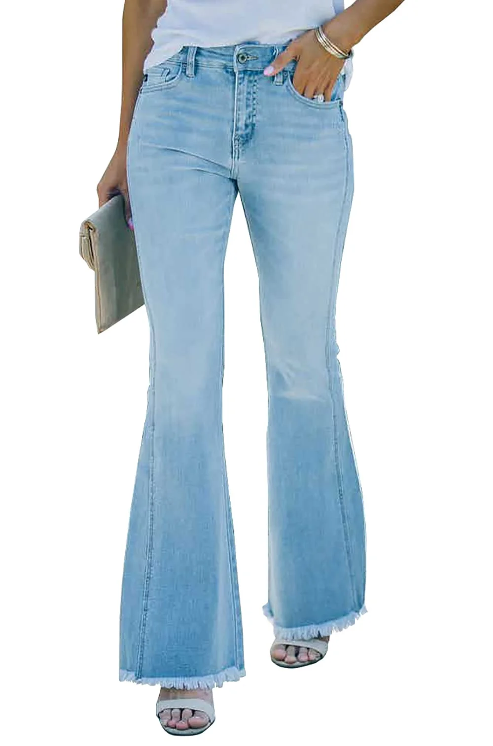 Necooer Distressed Jeans Für Damen Bell Bottom Jeans Für Damen Stretch Skinny Denim Jeans Mit Hoher Taille