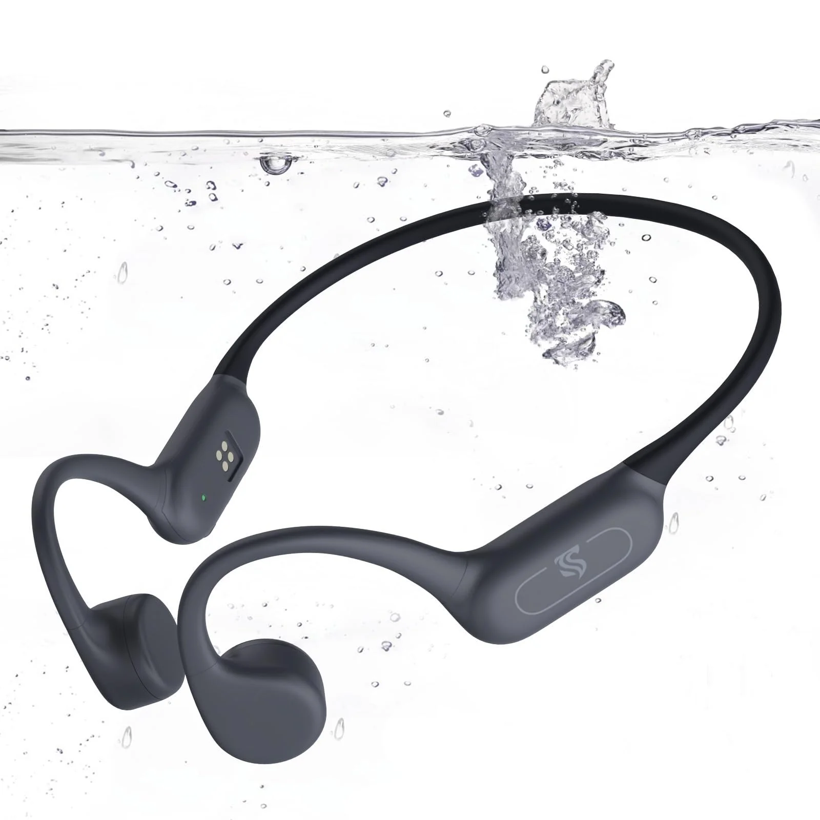 Kopfhörer Schwimmen – Knochenschall Kopfhörer Bluetooth 5.4, IPX8 Wasserdichte Sport Headphones mit MP3-Modus, Unterwasser Open Ear Headset mit 32 GB Speicher, Leicht & Sicher für Fitness (Grau)