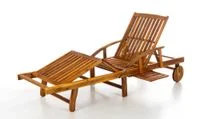Verstellbare Sonnenliege mit Beistelltisch aus Akazienholz, ca. 195,5 x 69 x 30/85 cm