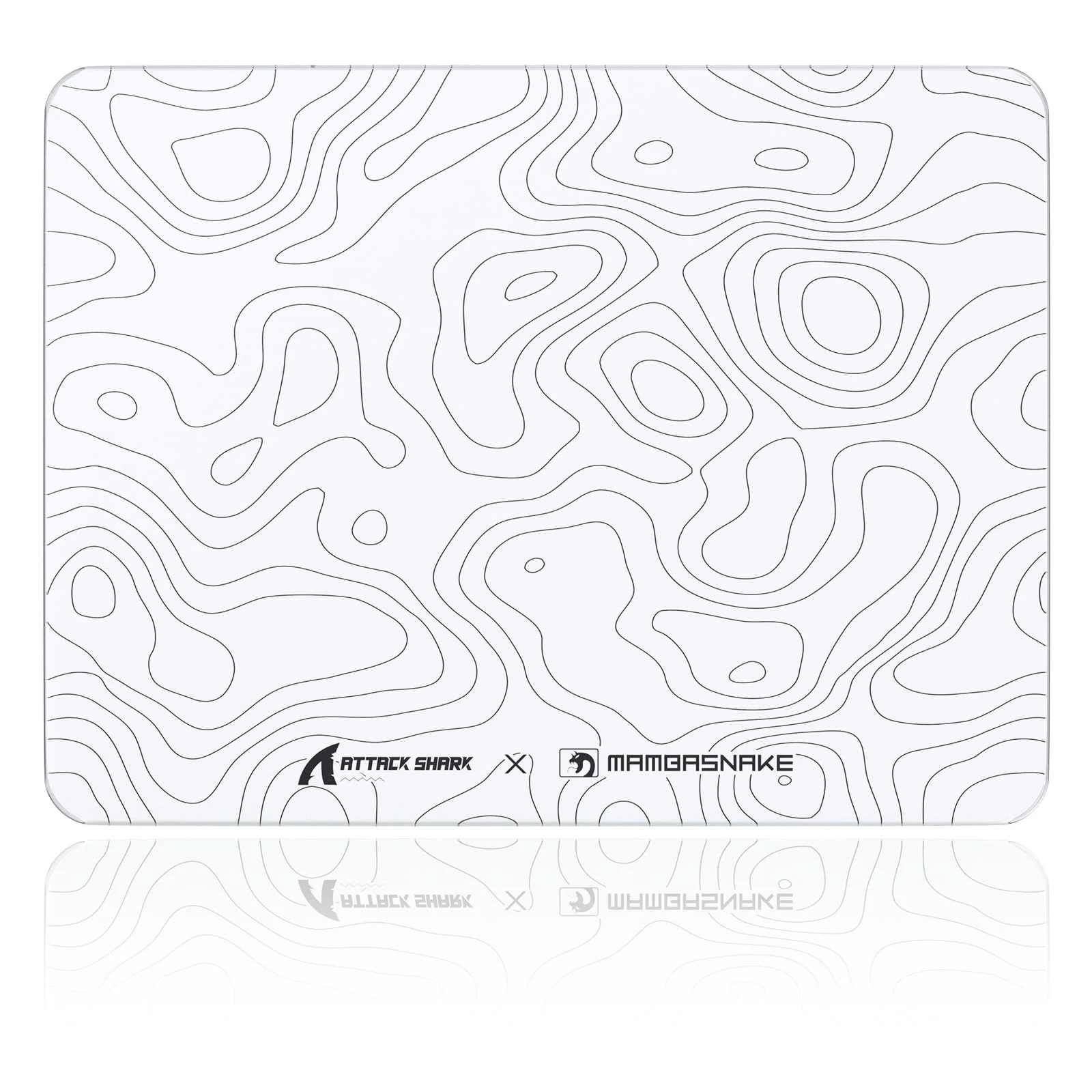 MAMBASNAKE x Attack Shark CM05SE Glass Hard Gaming Mousepad,Nano-Micro-Etched Texture,Smooth Glass Surface,High Accuracy,Fast-Moving,Anti-Scratch, PU Leather Non-Slip Base, Small Size(410×310mm)