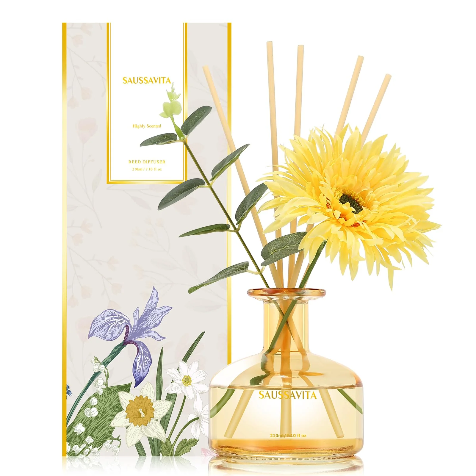 Blume Raumduft Reed Diffuser für 120 Tage Obstgartenträumerei Duft,Aroma Diffuser mit 7 Duftstäbchen, Natürlich Langanhaltend Raumdüfte-Set,Glasflasche | Wohnzimmer & Eingangsbereich Dekor