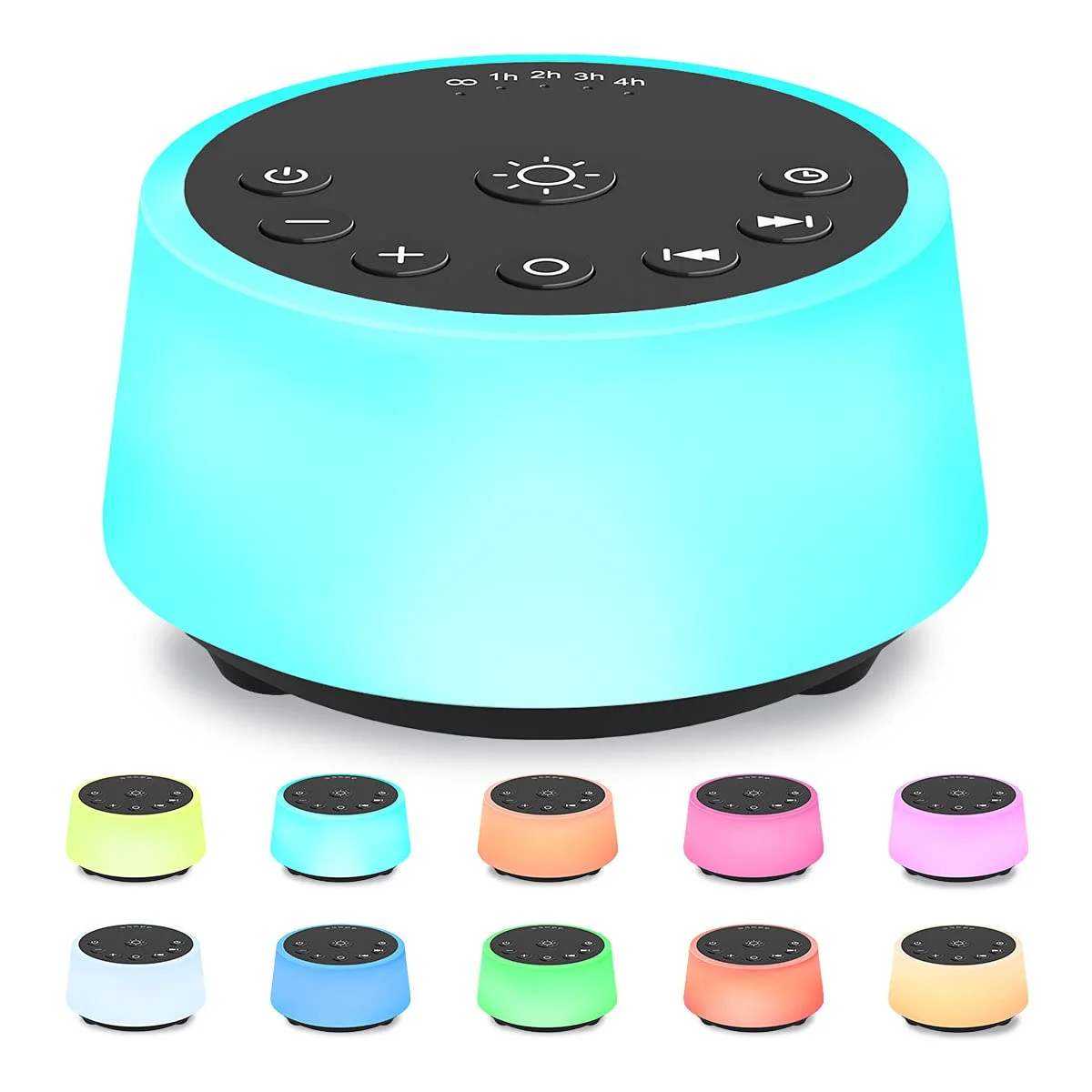 Color Noise Sound-Maschinen 25 beruhigende Geräusche 10 Farben, Nachtlicht Schlaf-weißes Rauschgerät 32 Lautstärkestufen 5 Timer einstellbare Helligkeit Memory-Funktion (Schwarz)