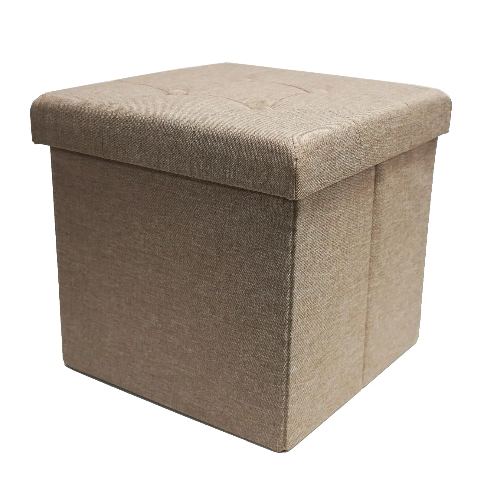 Style home Sitzhocker Sitzbank mit Stauraum, Faltbare Sitztruhe Fußbank Aufbewahrungsbox Polsterhocker, Leinen, 38 * 38 * 38 cm (Warm Grey)