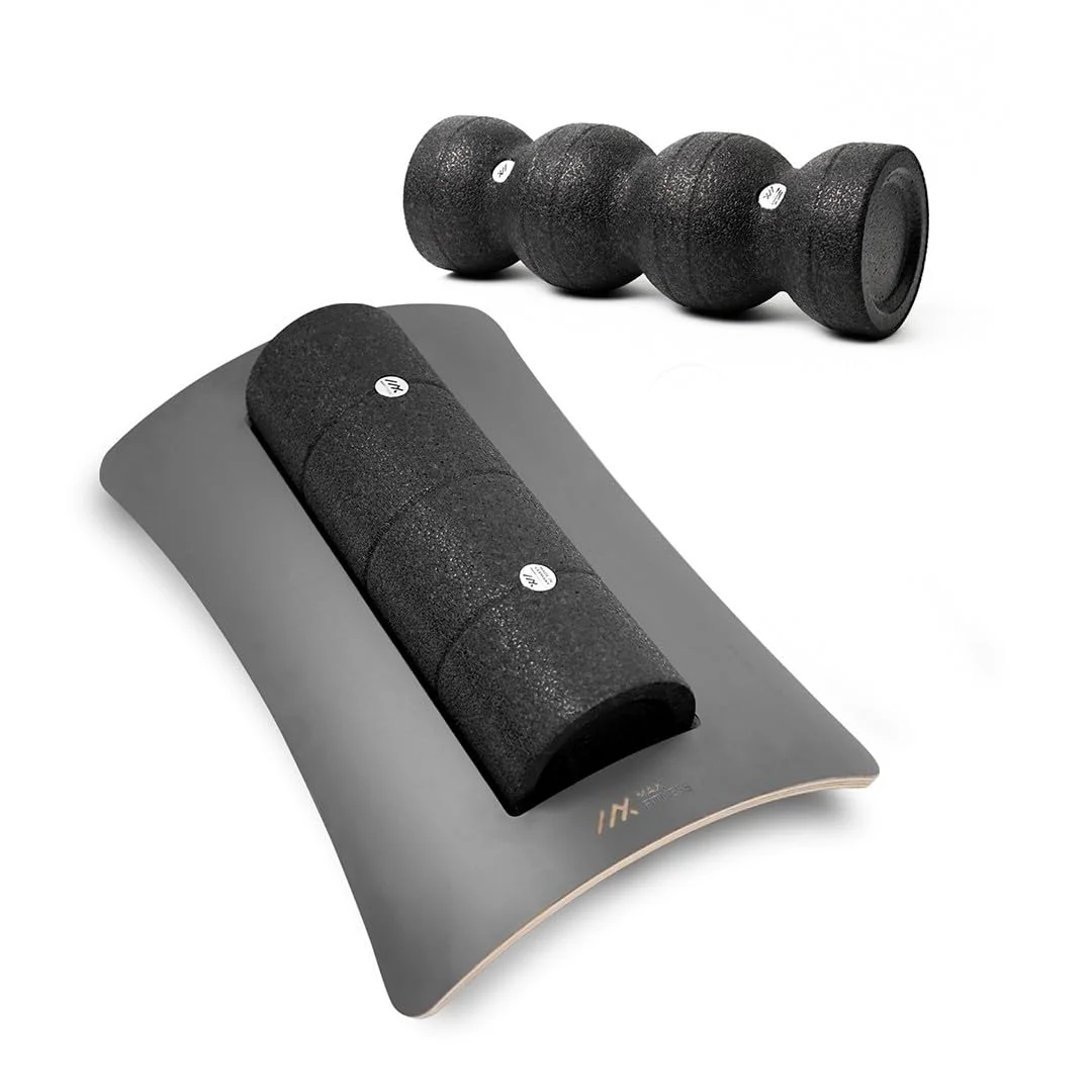 MaxFitness - Faszienrolle Set mit Wandhalterung Performance - inkl. LeanBoard & PickUp - 2 Foam Roller gegen Schmerzen (Anthrazit, PickUp Starter-Set)