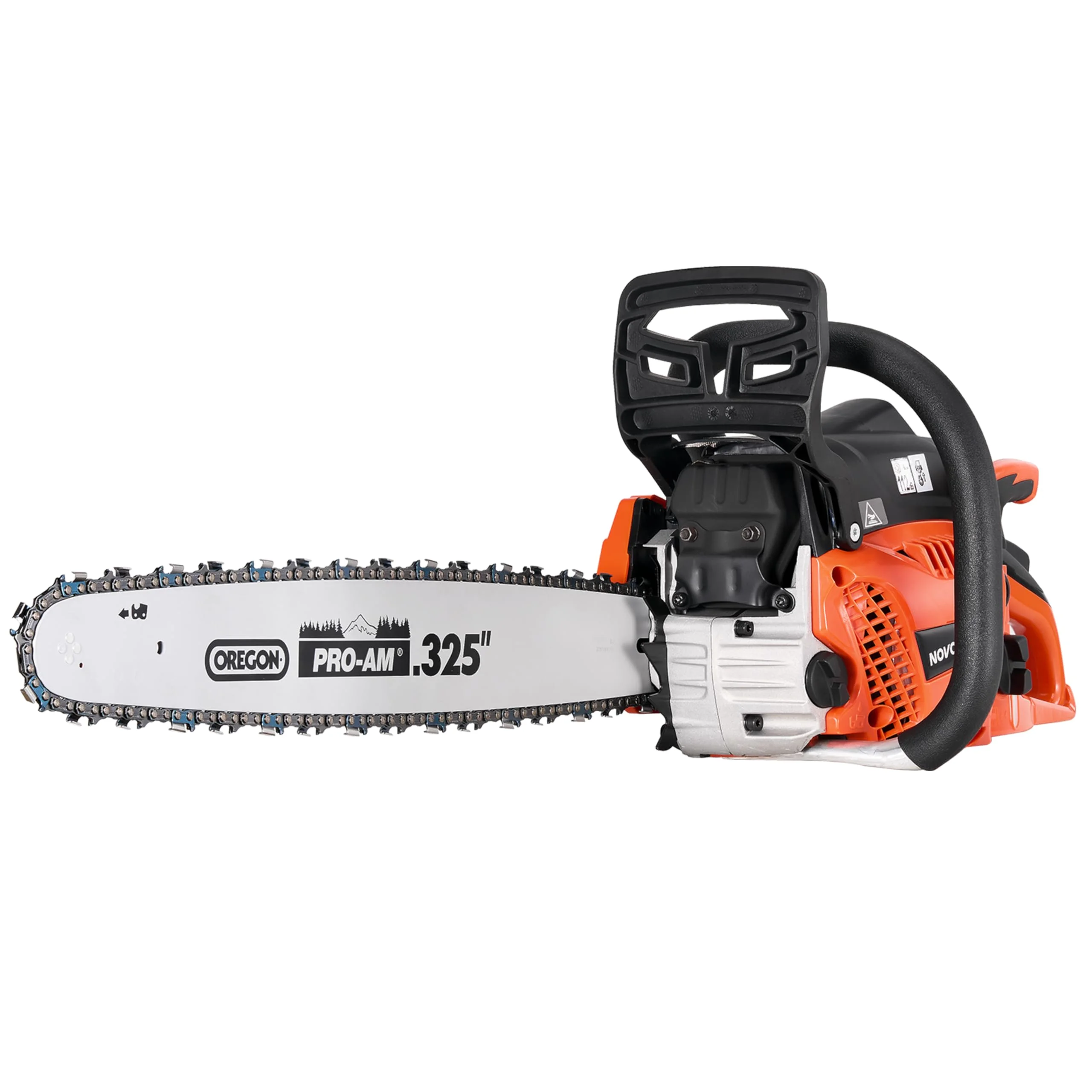NovorikX Benzin-Kettensäge 50CC (50cm³ Hubraum) 20" (50.8cm) Schnittlänge, 2,1kW Motorleistung, 12000rpm, GS-geprüft, 600ml Tank | für Brennholz, Baumschnitt & Gartenpflege inkl. Oregon Schwert-Set