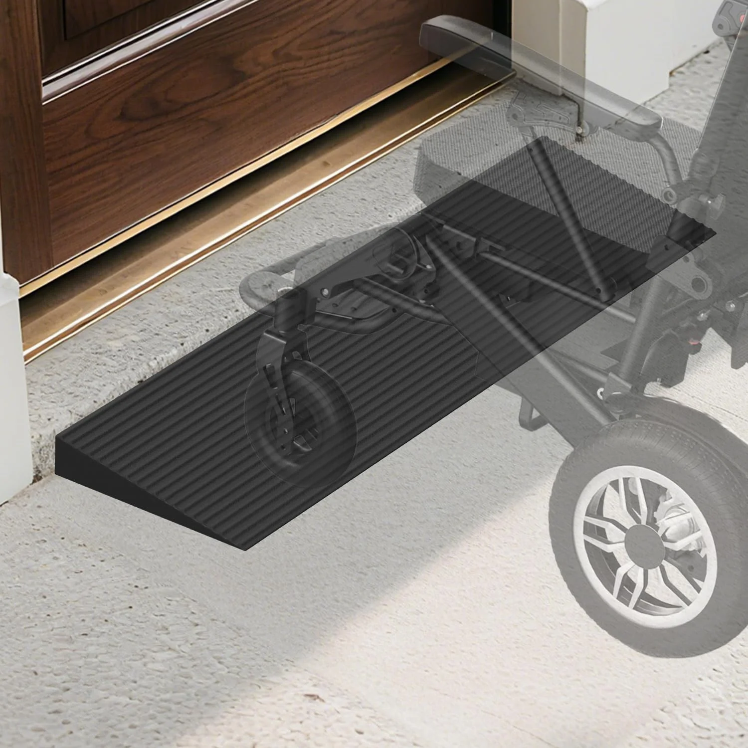 Vkechh Türschwellenrampe,90x20x3.5cm Rollstuhlrampe aus Vollgummi bis 1,5t Kürzbare & rutschfeste Auffahrrampe für Saugroboter,Kinderwagen, Rollator, mit Doppelseitigem Klebeband