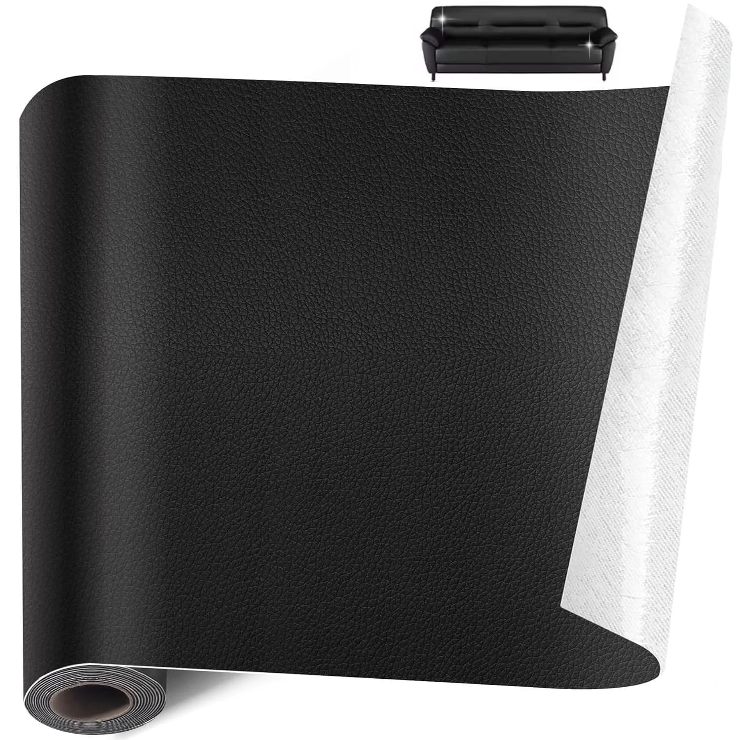Kunstleder Selbstklebend Meterware 30x 50cm - Leder Vinyl Reparatur Patch Set für Möbel/Sofas/Stühle/Autositze/Schränke/Handtaschen Kratzer Risse Löcher, Wasserdicht und Verschleißfest, Schwarz
