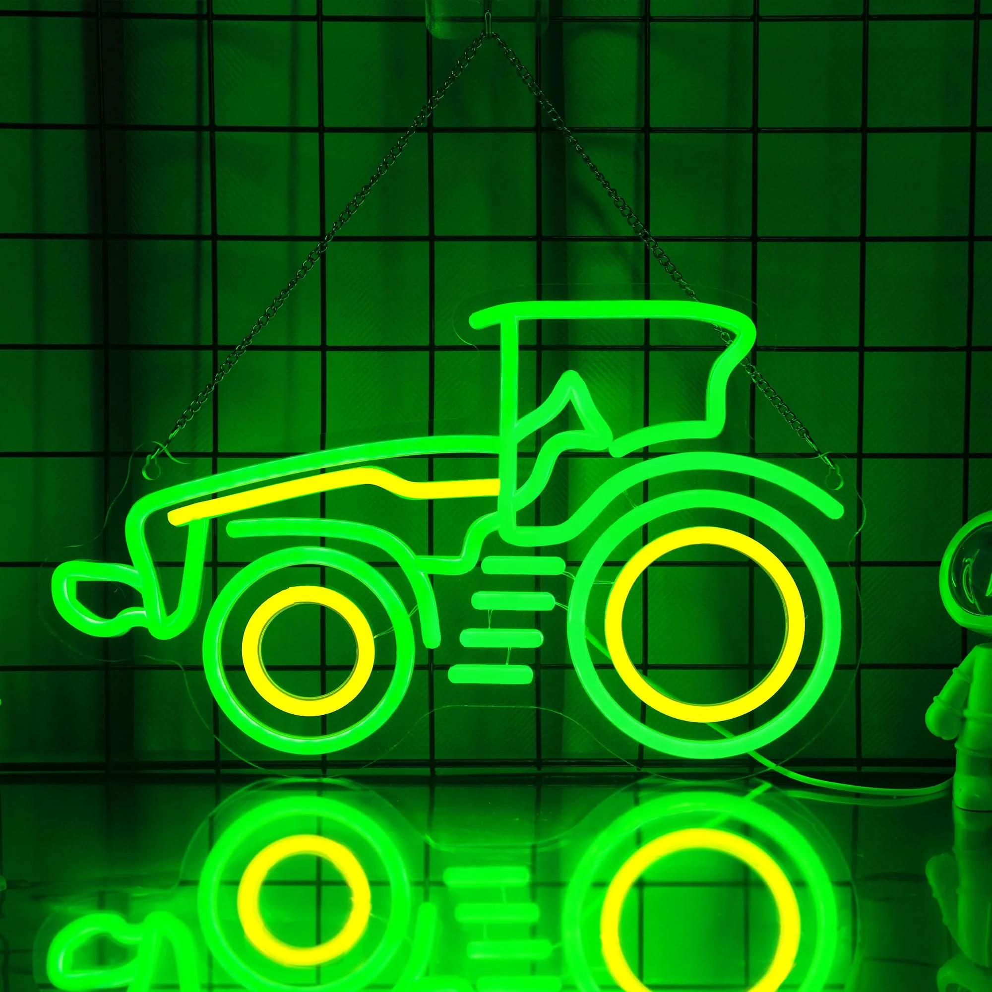 CoolGift Mart Traktor Neon Schild, dimmbare LED Fahrzeug Neon Wandleuchte USB betrieben mit 3-Farben Lichter, Geburtstagsgeschenk für Schlafzimmer Haus Garage Geburtstag Männer