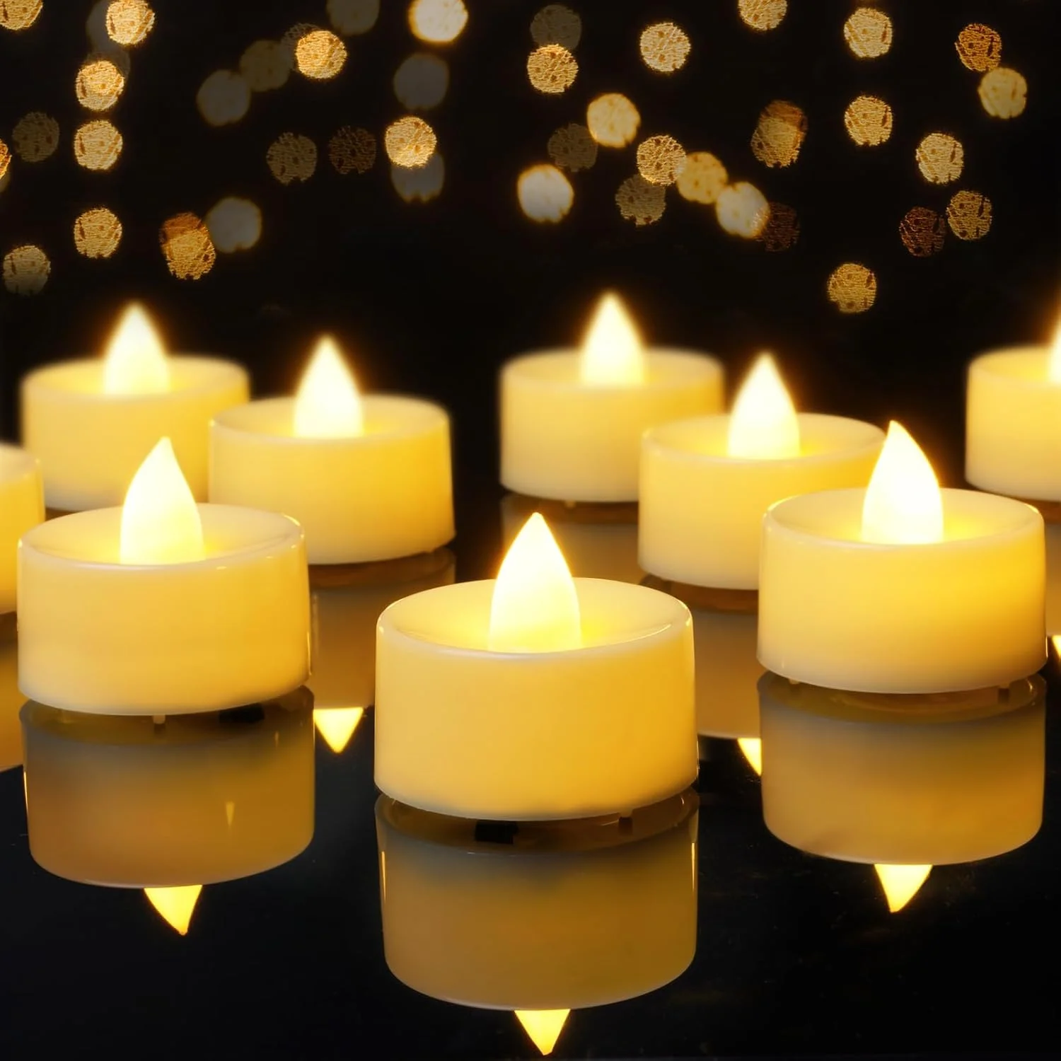 AMAGIC 24 Stück batteriebetriebene Teelichter Kerzen, flammenlose LED-Teelichter für Halloween, Hochzeit (warmweiß)