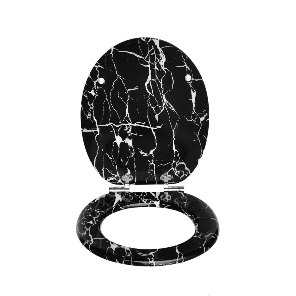 SAINOS MDF-Toilettensitz mit Soft-Close-Mechanismus, O-förmiger Toilettensitz mit verstellbaren Scharnieren aus Zinklegierung Verhindert Rostbildung, 180kg Tragkraft Ergonomisches Design