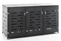 3er Mülltonnenbox aus Edelstahl, ca. 207 x 77,5 x 115 cm - Anthrazit