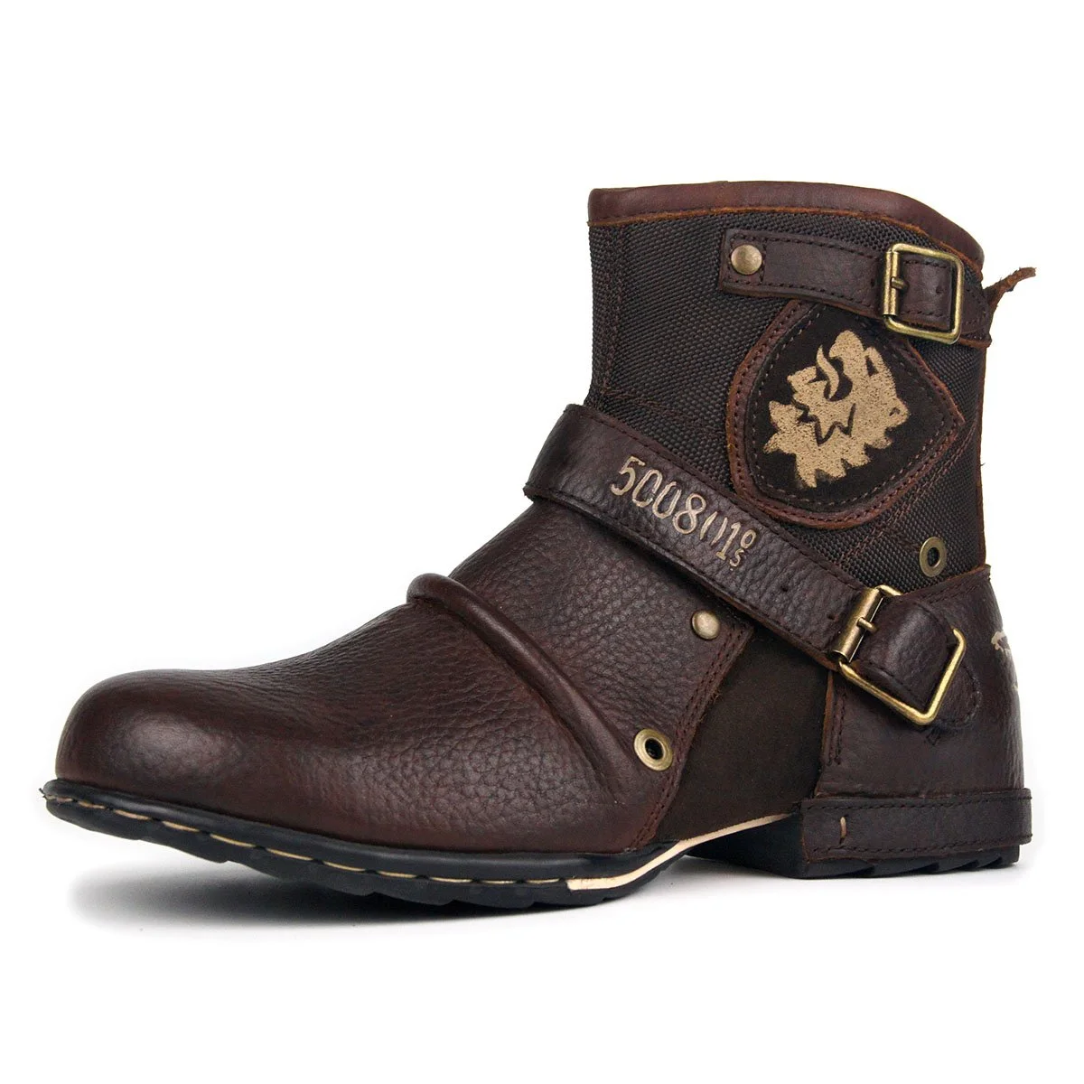 Herren Stiefel aus Leder Rindsleder Motorrad Boots Retro CD-5008-1-Classic