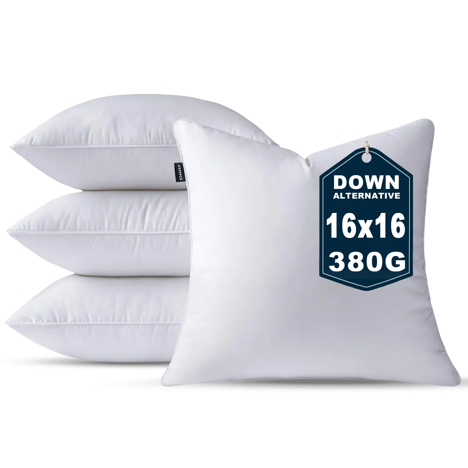 OTPIPCS 4er Set Kissenfüllung 40 x 40 cm Daune Alternative Weiß Quadratisch Kissen für Couch Kleine Innenkissen Sofakissen Dekokissen Kopfkissen Zierkissen Inlett Cushion Bett Zierpolster 16x16 Zoll