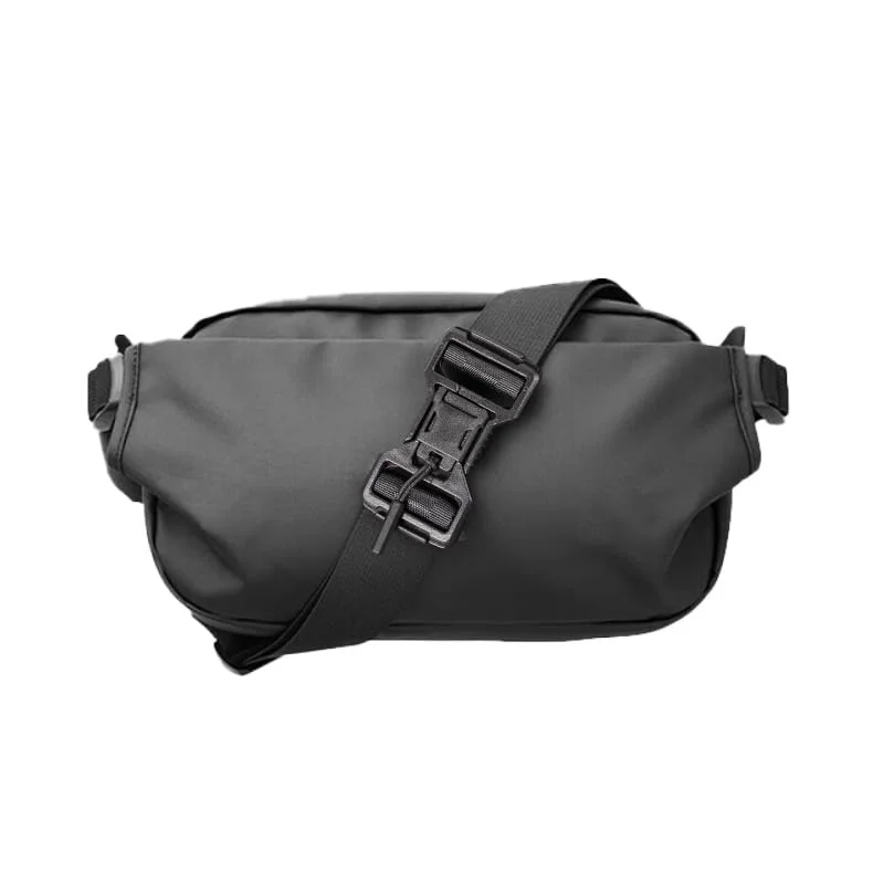 Bauchtasche 3L, Sling Bag mit Magnetismus Karabiner, Wasserdicht Crossbody Bag | Brusttasche, Umhängetasche für Reise, Sport & Outdoor Aktivitäten | Herren Damen -Schwarz