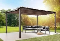 Pavillon "Pergola" aus Aluminium, ca. 350 x 505 x 236 cm – Walnuss