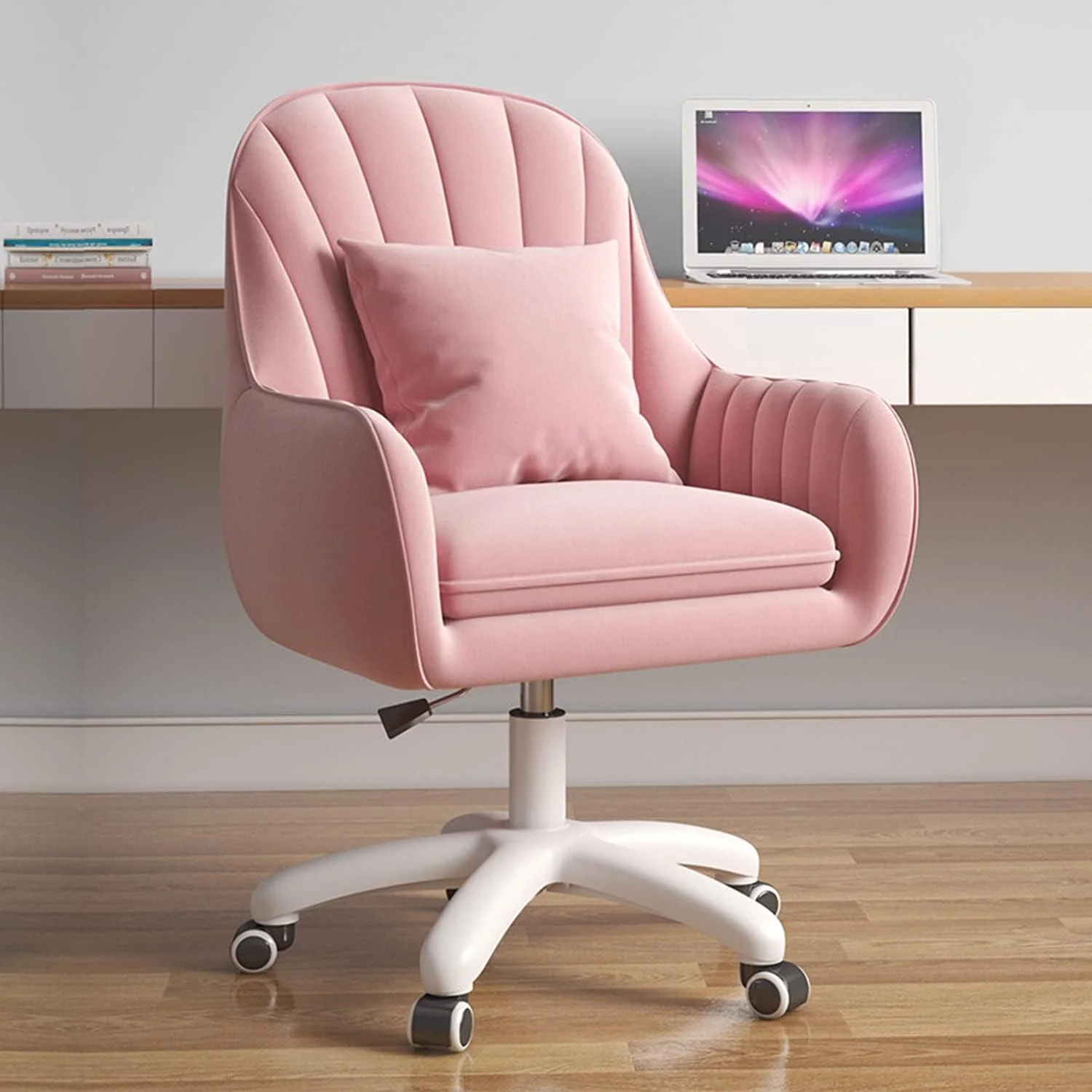 HDHNBA Niedlicher Bürostuhl – Verstellbarer Arbeitsstuhl, modern und bequem, um 360° drehbar, mittlere Rückenlehne, geeignet für Homeoffice und Wohnzimmer