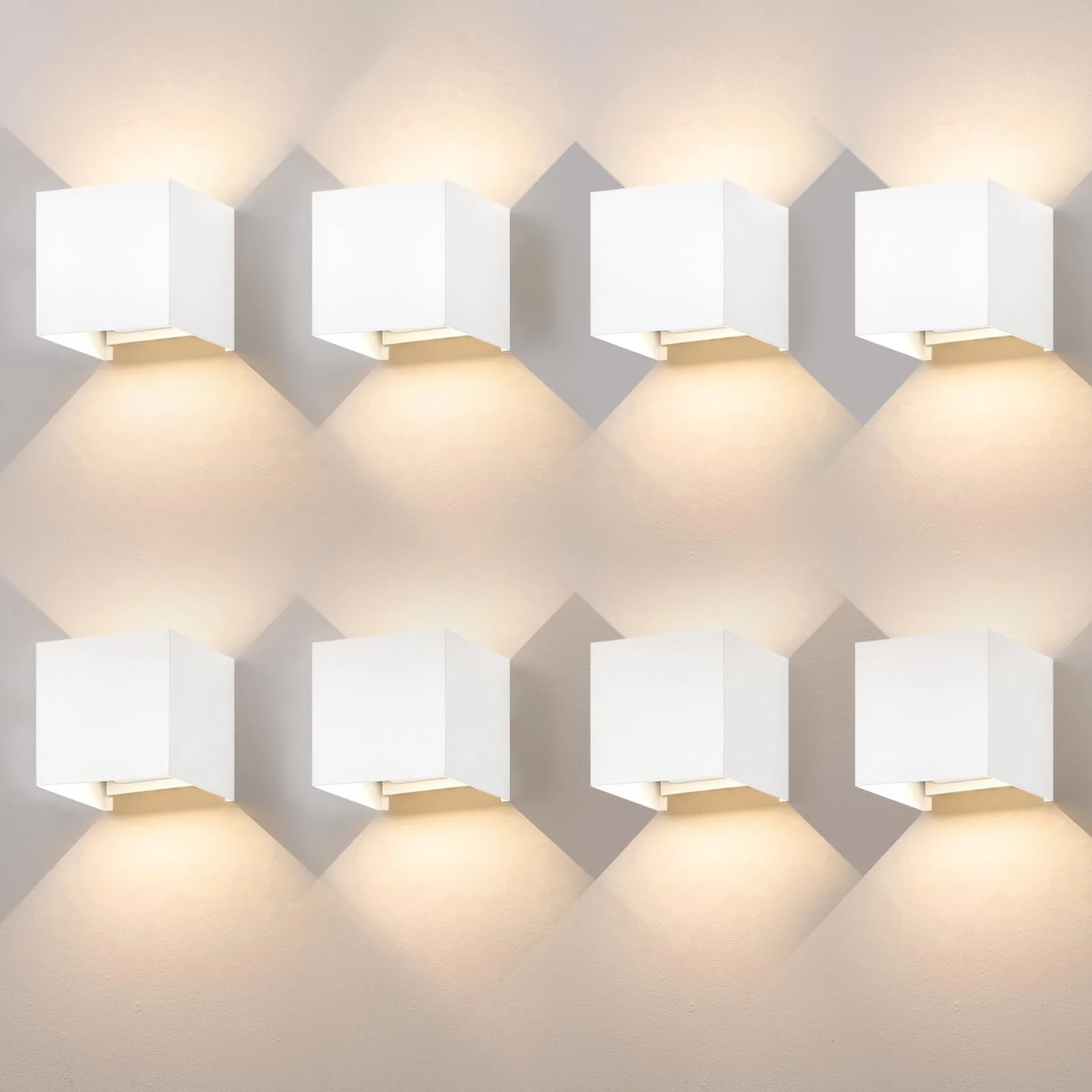 Kowanie Außenwandleuchten LED Wandleuchte innen: 8er Set Wandlampe Aussen Wandbeleuchtung Weiß Up Down 5W IP65 Wasserdicht Außenlampe Wand Warmweiß Flurlampe Aussenlampe für Treppenhaus Hauswand