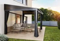 Terrassenüberdachung aus Aluminium mit Polycarbonat, ca. 400 x 300 cm - Anthrazit
