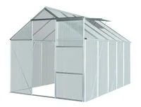 Aluminium Gewächshaus mit Dachfenster "Boston", ca. 310 x 190 x 193 cm - Silber