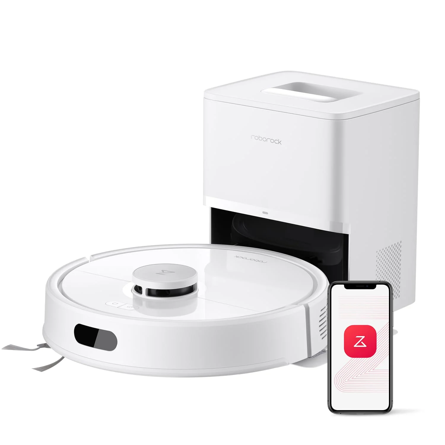 roborock Q7 L5+ Saugroboter mit Wischfunktion, Automatischer Staubentleerung, Dual Anti-Tangle System, 8.000 Pa Saugkraft, LiDAR-Navigation,Wischroboter für Teppich, Tierhaare, APP Steuerung, Weiß