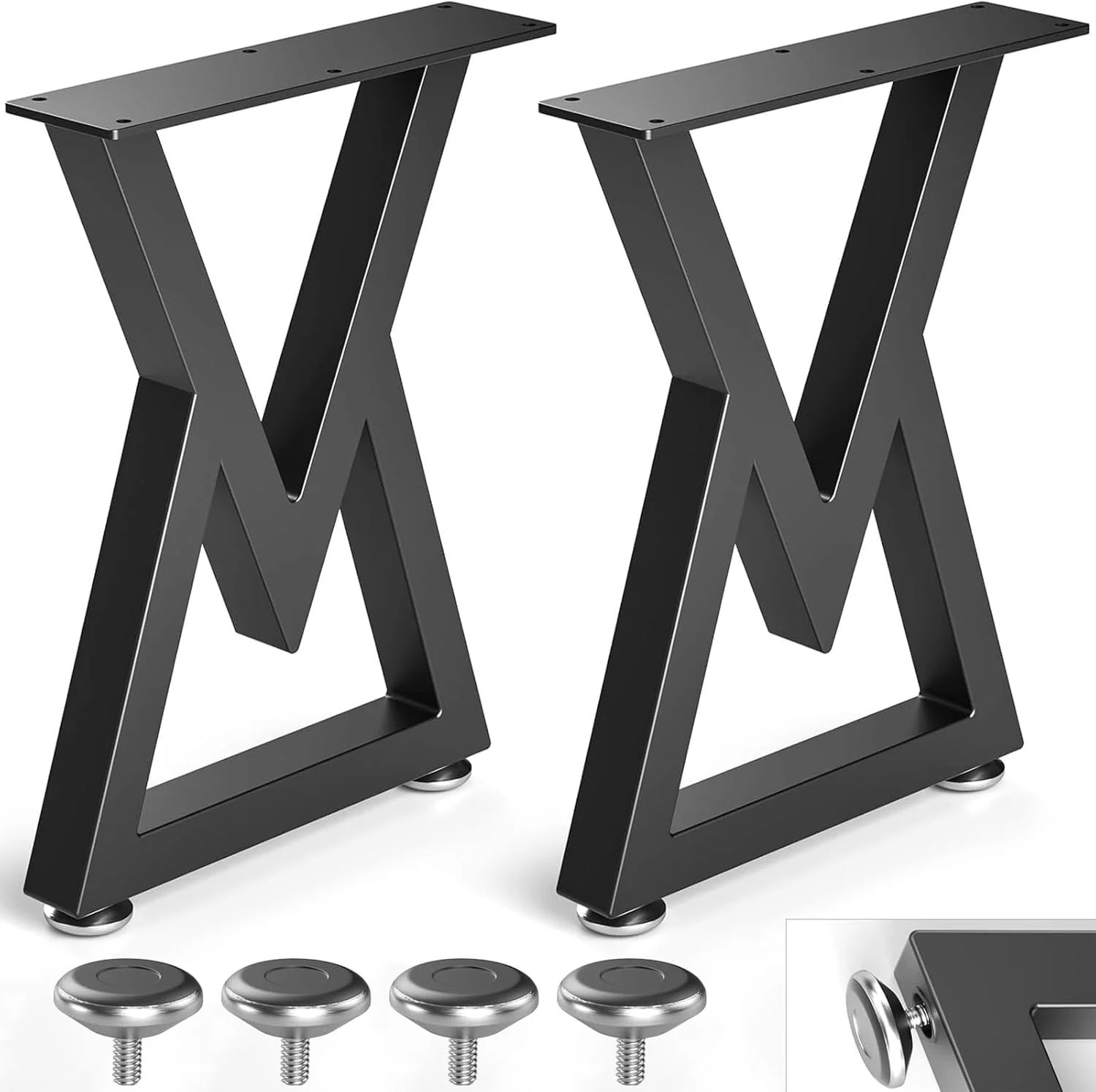 Likapop 36'' Metall-Tischbeine, stabile Schwarze Bankbeine, geeignet für DIY-Couchtische, Esstische, Schreibtische und Bänke - Breite 45 cm x Höhe 91 cm, 2 Stück (36''V-Form)