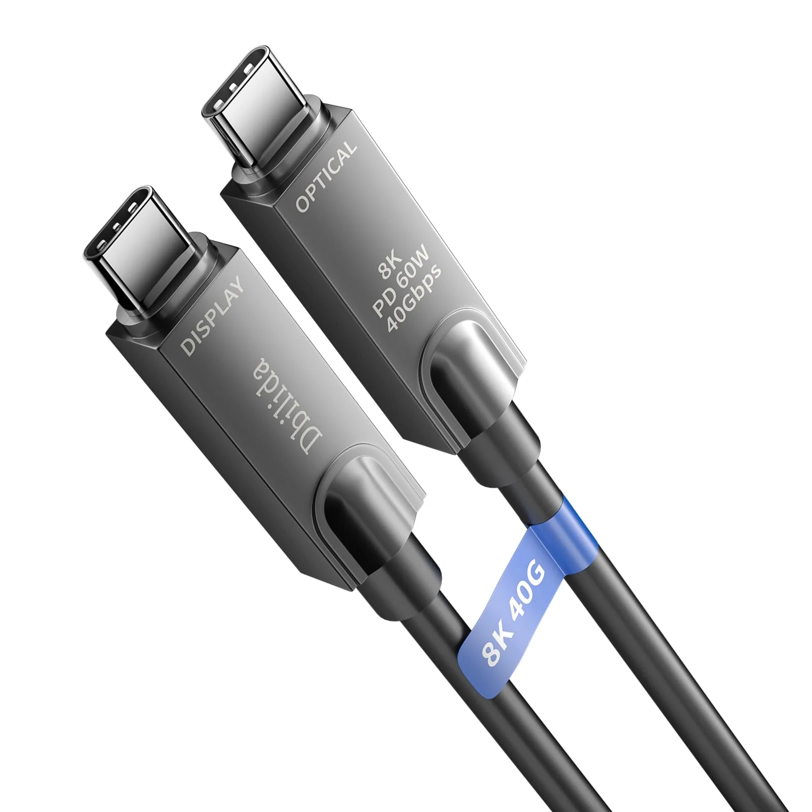 8K Glasfaser USB C Kabel 20M, 8K 60Hz, 4K 144Hz, 10Gbps, Glasfaserkabel USB 3.2 Gen 2 USB 3.1 Gen 2 Kompatibel mit Microsoft Azure, Logitech Brio 4K Webcam, Aver-/Vaddio-Webcams und Intel RealSense
