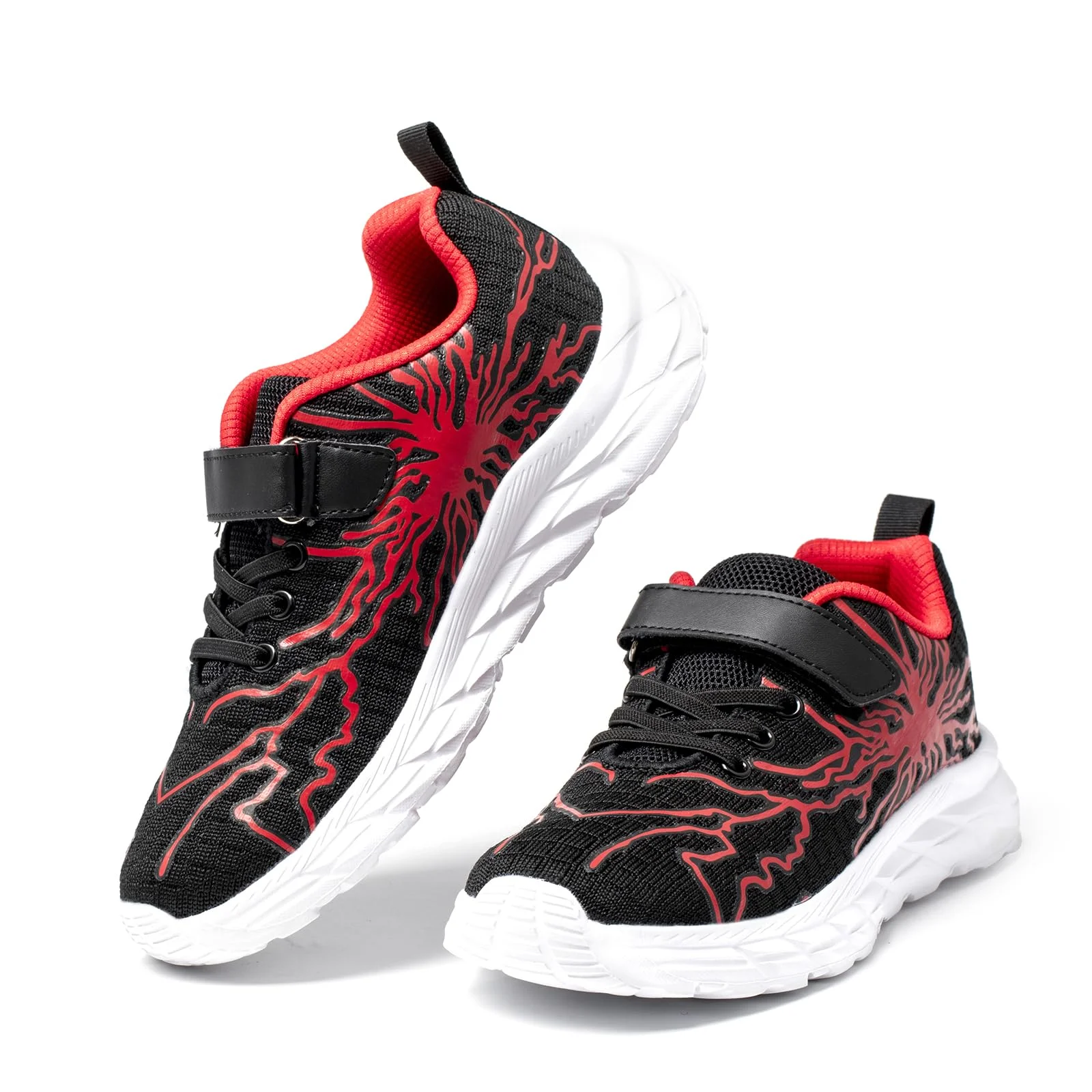 Quanen Electronic Jungen Turnschuhe Blitz Design Atmungsaktive Sportschuhe mit Klettverschluss Leichte Hallenschuhe für Schule Kindergarten Sneaker28-39EU